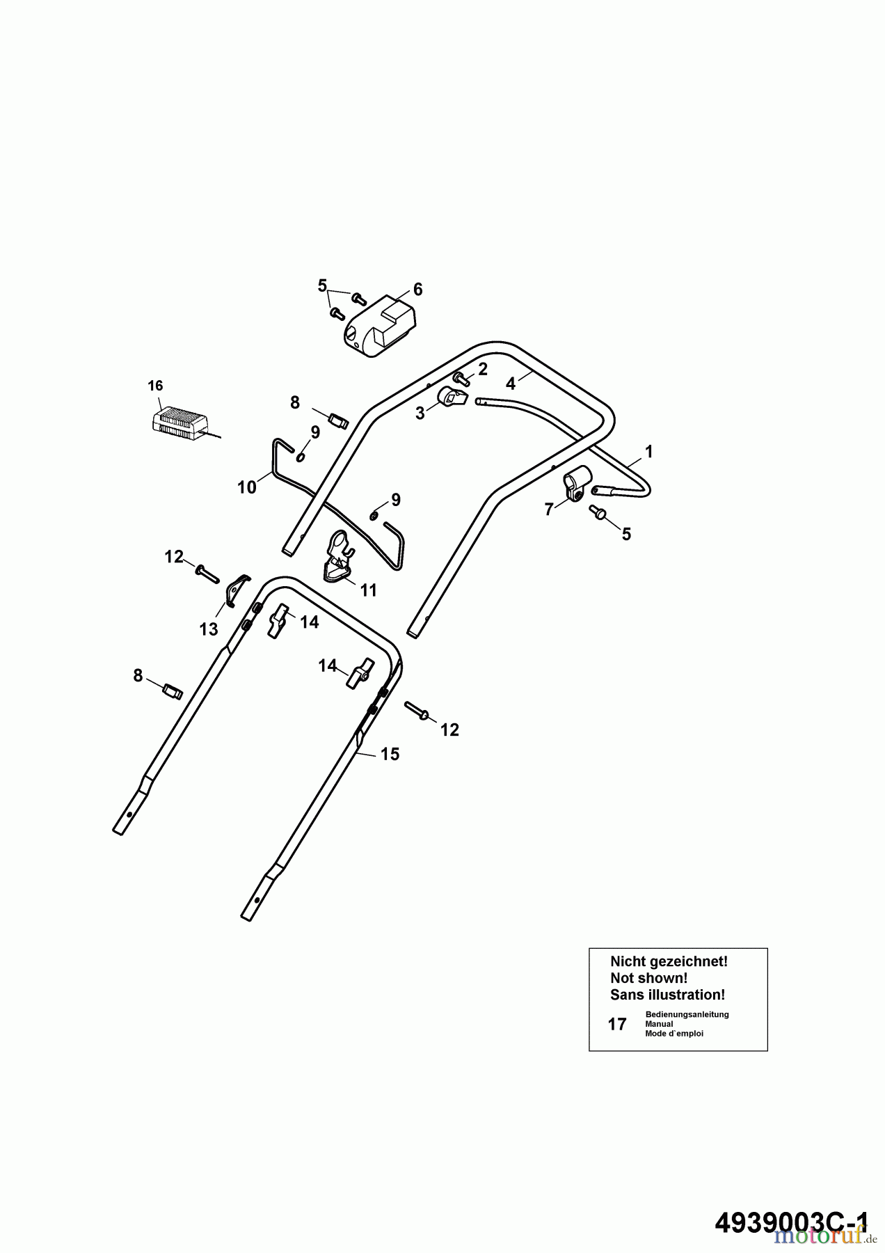  Wolf-Garten Hybrid mower Hybrid Power 37 4939003 Series C  (2009) Handle