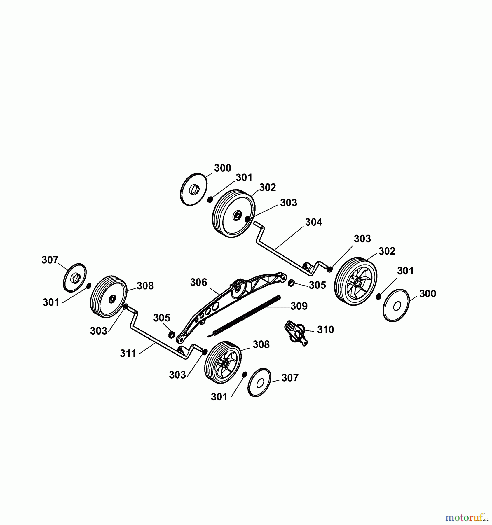  Wolf-Garten Electric mower 2.40 XC 4968006 Series A  (2007) Wheels, Cutting hight adjustment