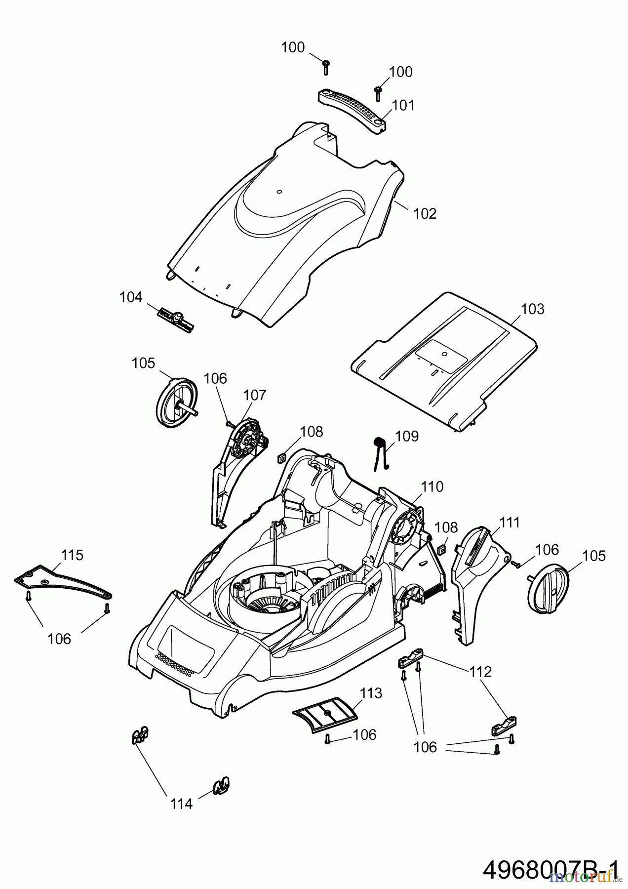  Wolf-Garten Electric mower HE 40 4968007 Series B  (2008) Deck housing