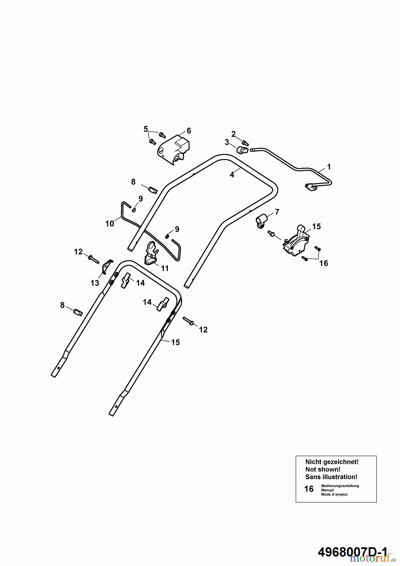  Wolf-Garten Electric mower HE 40 4968007 Series D  (2009) Handle