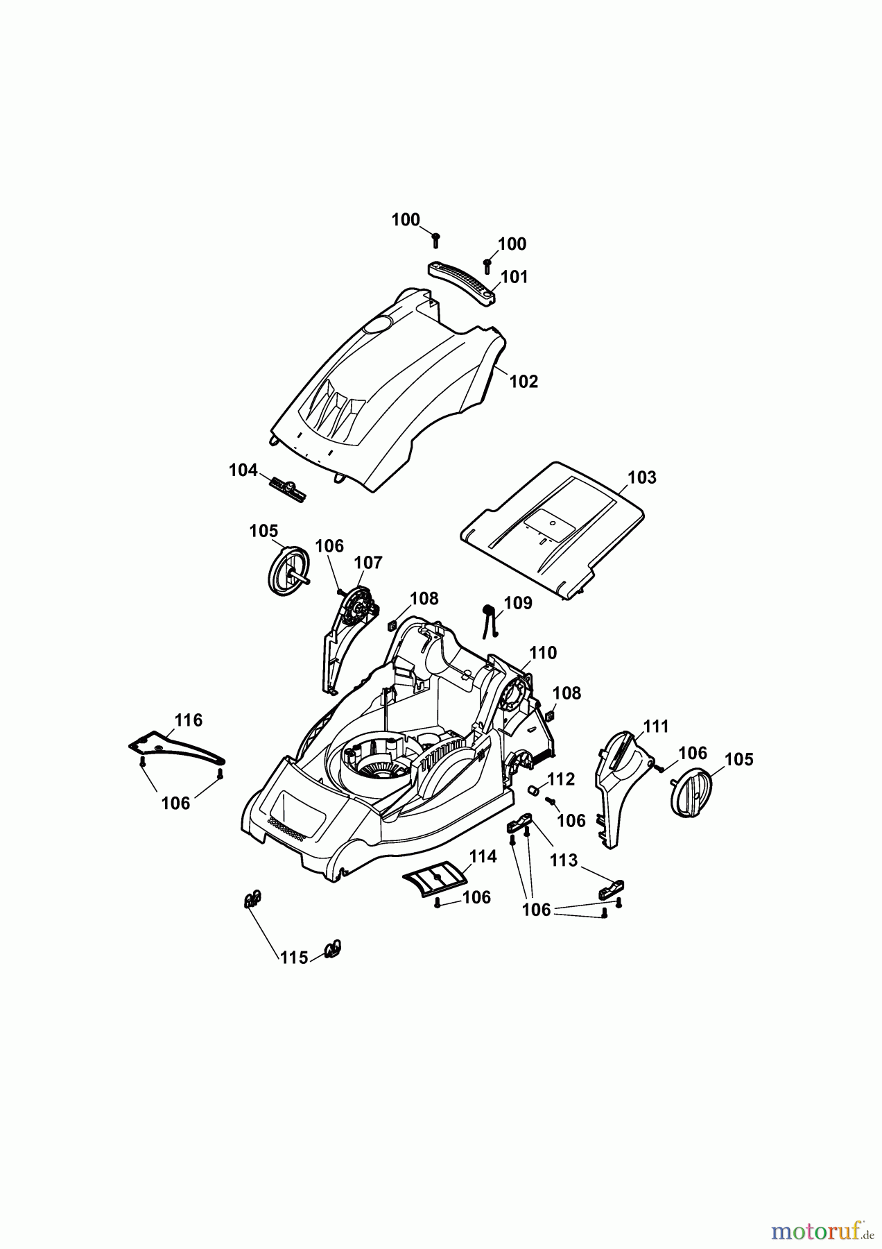  Wolf-Garten Electric mower 1.40 XC 4968088 Series C  (2009) Deck housing