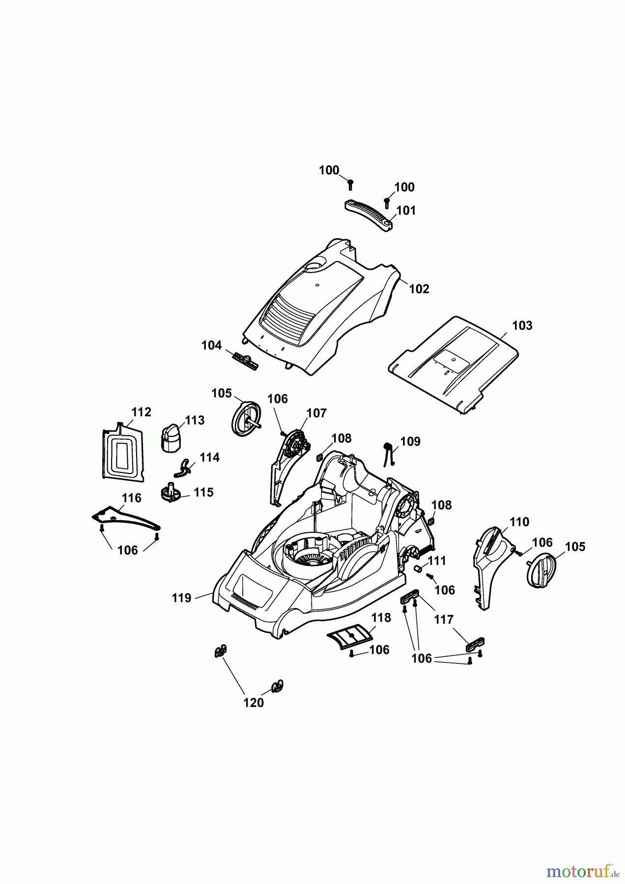  Wolf-Garten Electric mower Compact plus 40 E-1 4970000 Series D  (2009) Deck housing