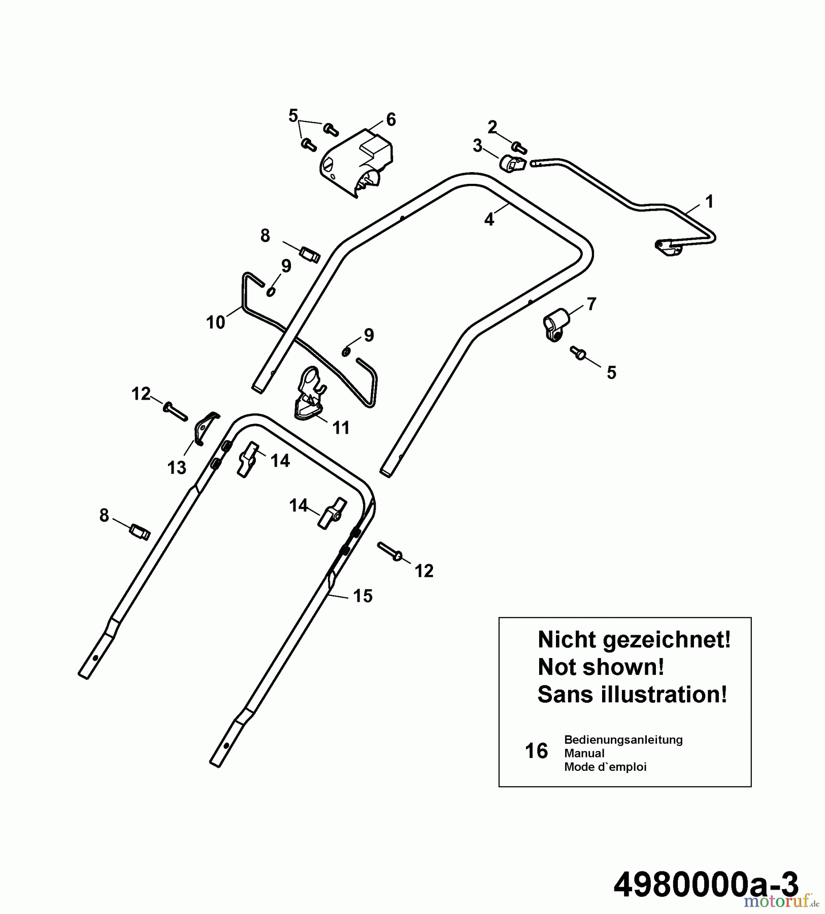  Wolf-Garten Electric mower Power Edition 40 E-1 4980000 Series A  (2006) Handle