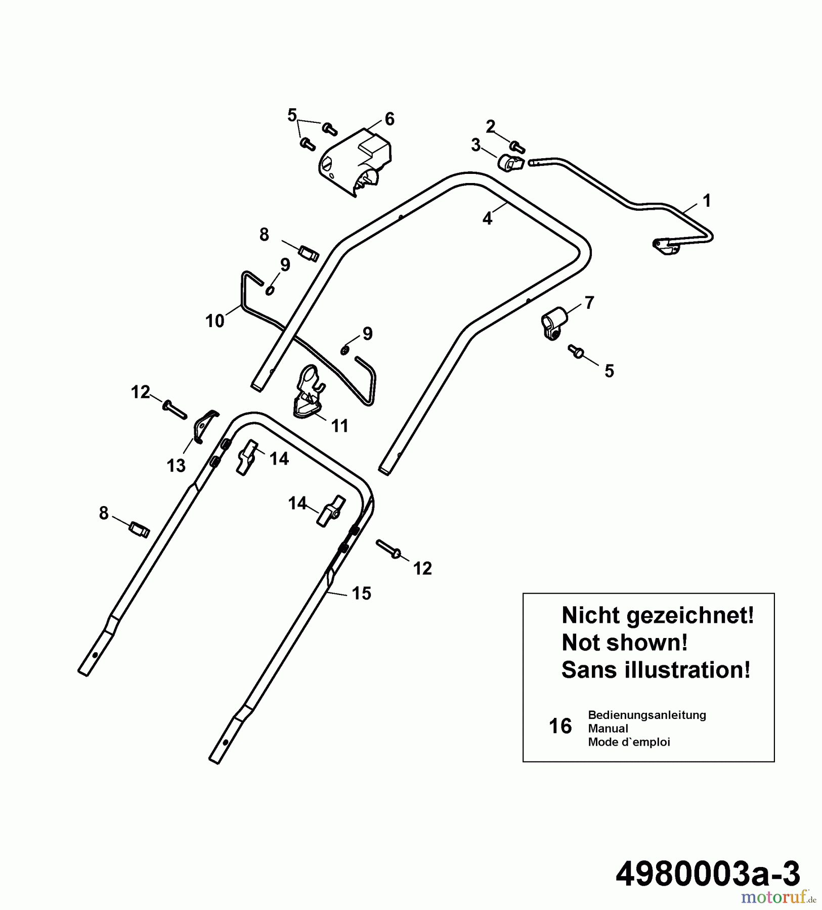  Wolf-Garten Electric mower Power Edition 40 E-1 4980003 Series A  (2006) Handle