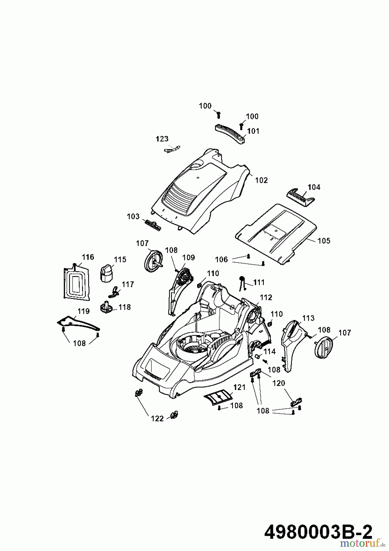  Wolf-Garten Electric mower Power Edition 40 E-1 4980003 Series B  (2009) Deck housing