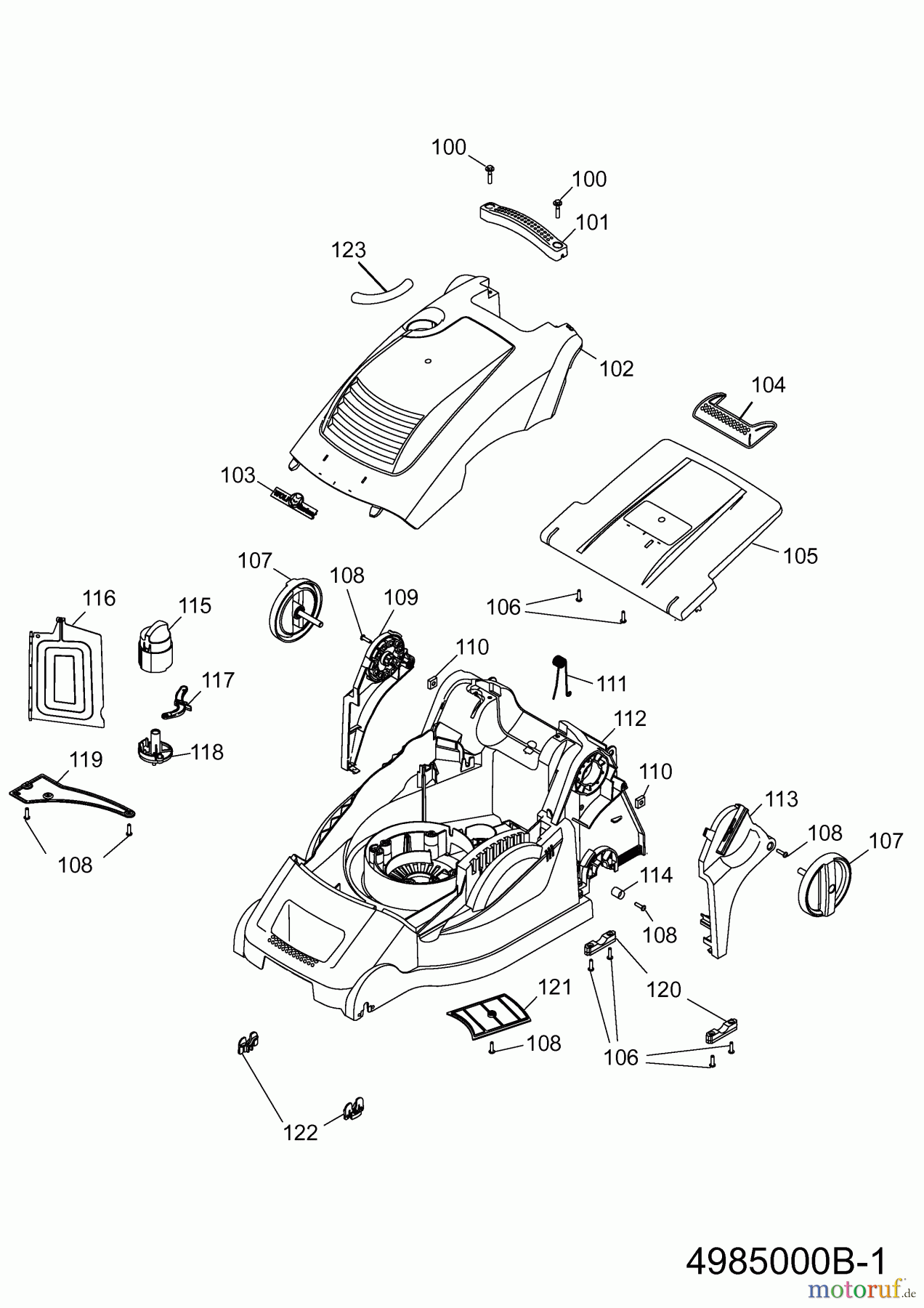  Wolf-Garten Electric mower self propelled Power Edition 40 EA-1 4985000 Series B  (2009) Deck housing