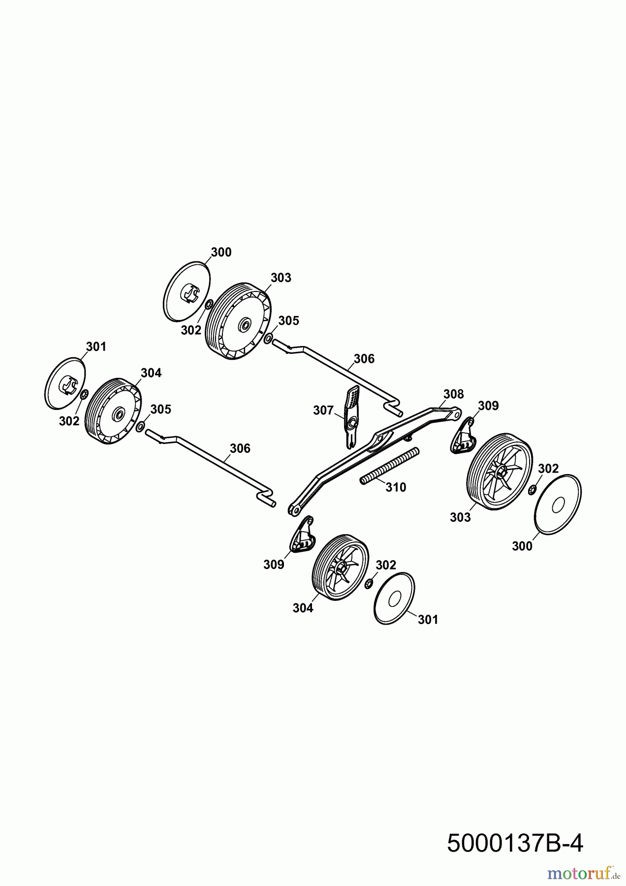  Wolf-Garten Electric mower 537 5000137 Series B  (2011) Axles, Wheels