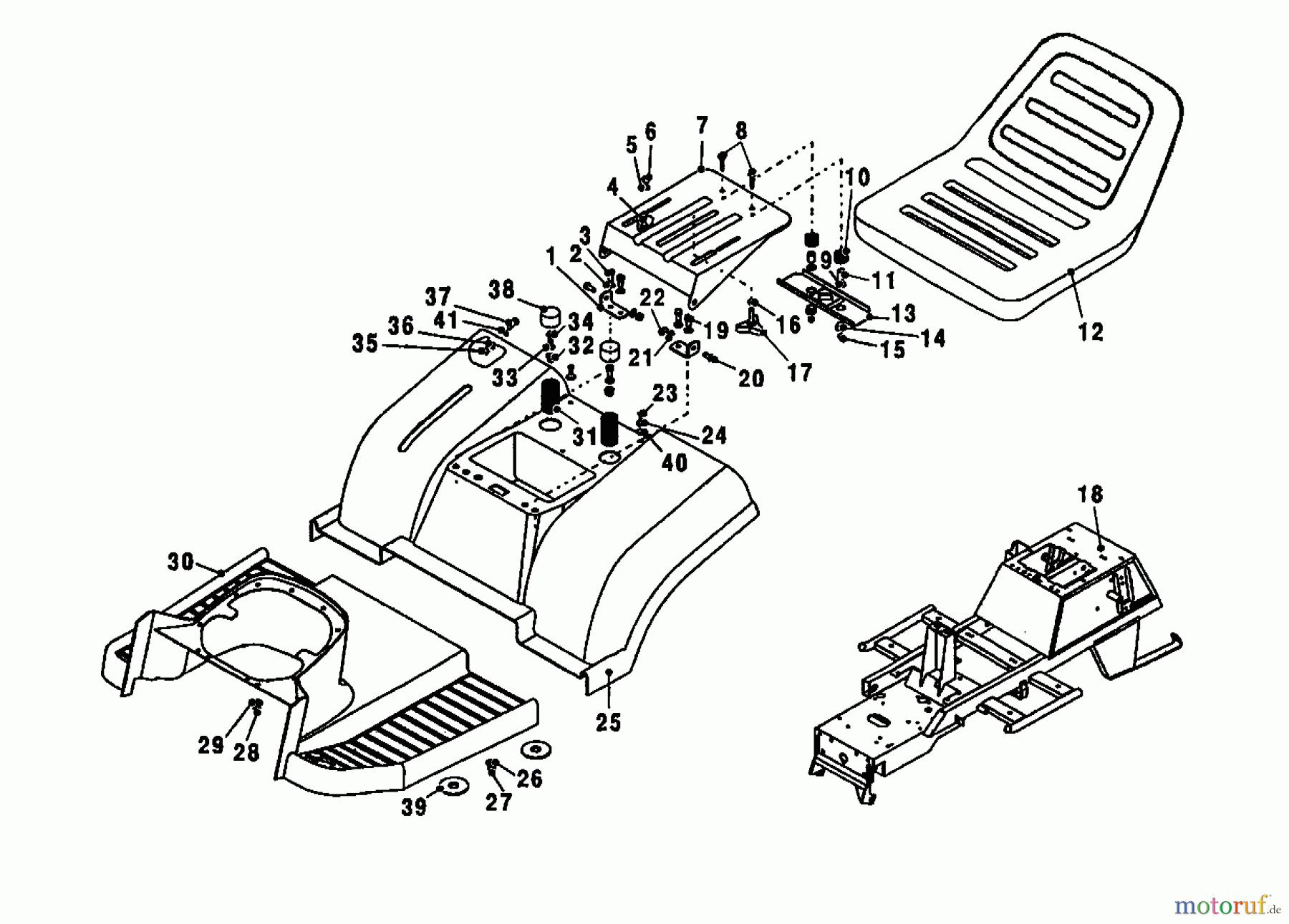  Wolf-Garten Lawn tractors Trac OHV 7 6205000 Series A  (2001) Frame, Seat, Fender