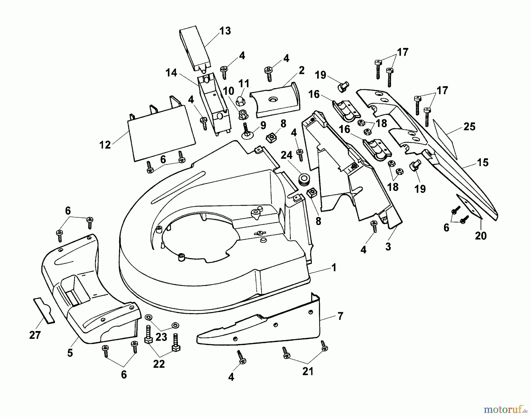  Wolf-Garten Petrol mower self propelled Concept 47 BAM 6470000 Series A  (1999) Deck housing