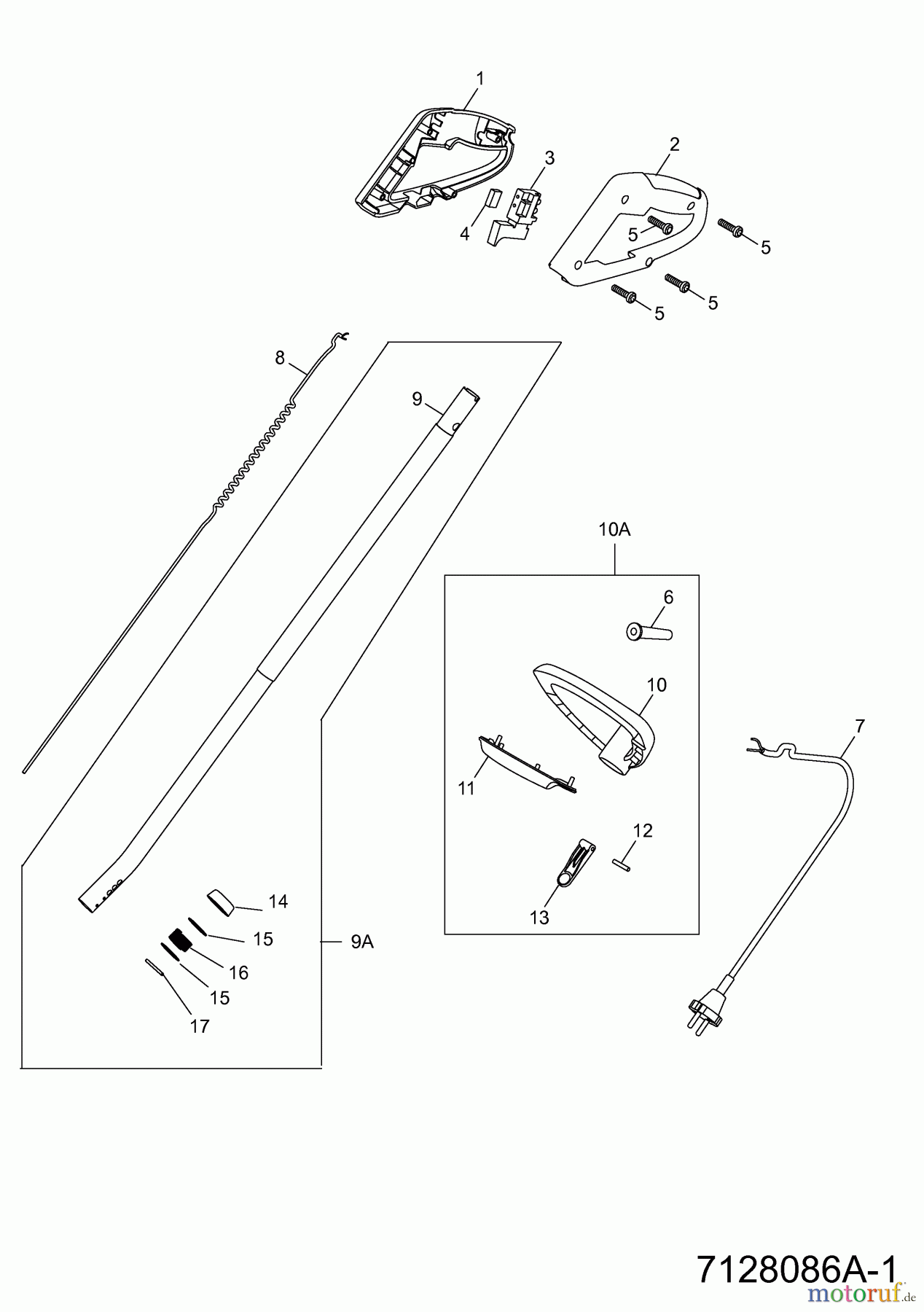  Wolf-Garten Electric trimmer P 507 3733707 Series D  (2010) Handle