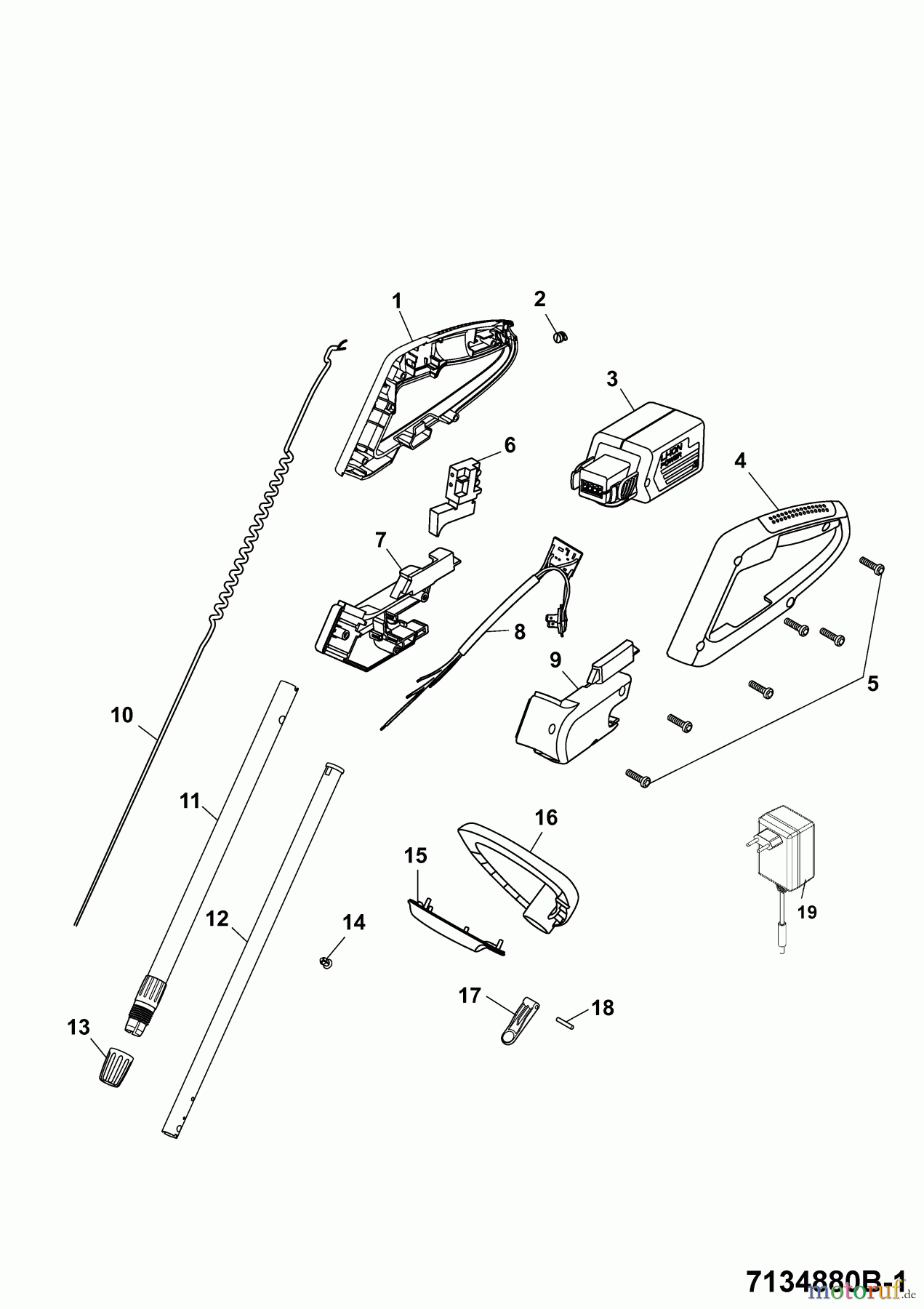  Wolf-Garten Battery trimmer Li-Ion Power GT 815 7134880 Series B  (2009) Handle