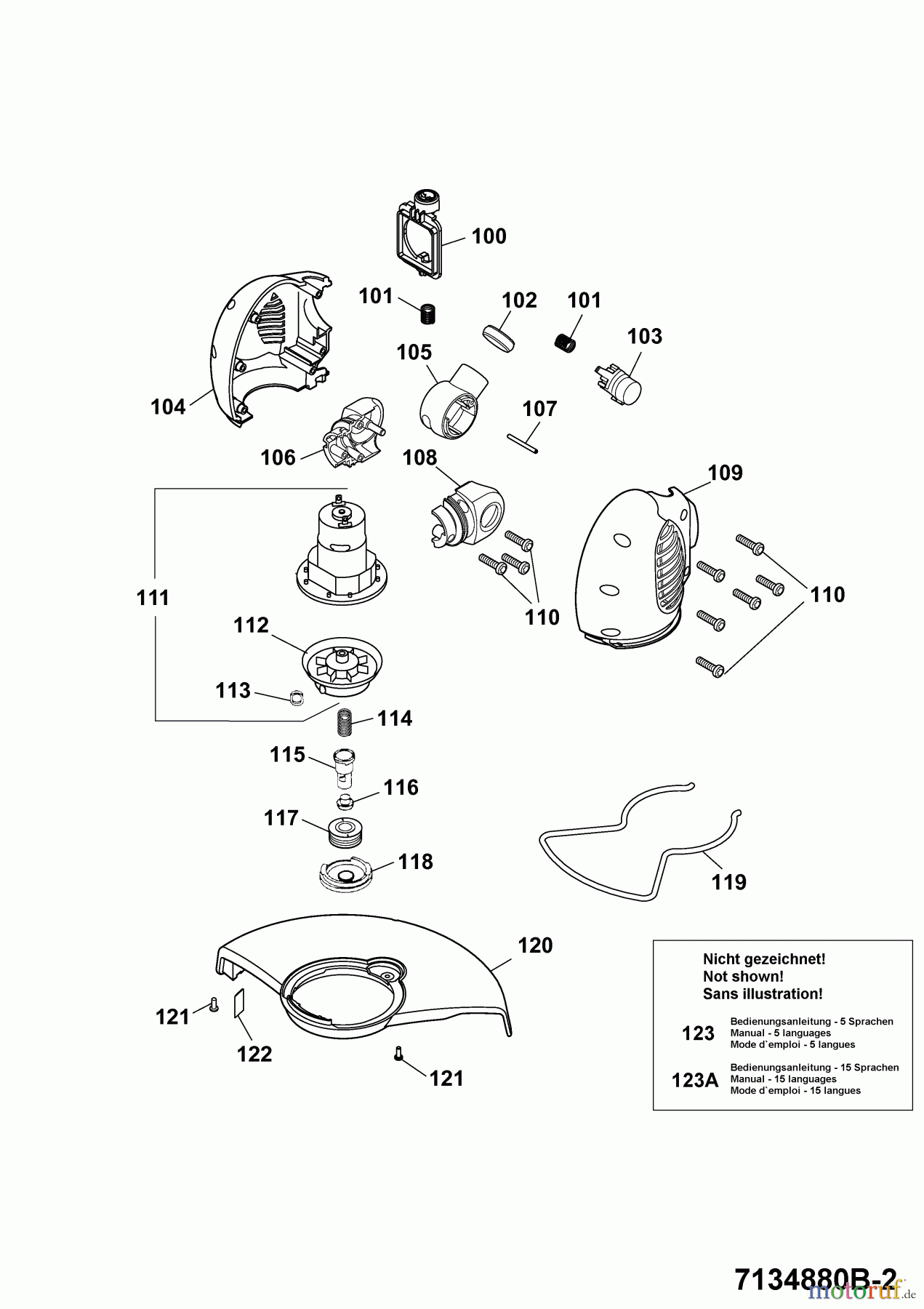  Wolf-Garten Battery trimmer Li-Ion Power GT 815 7134880 Series B  (2009) Electric motor, Spool and string