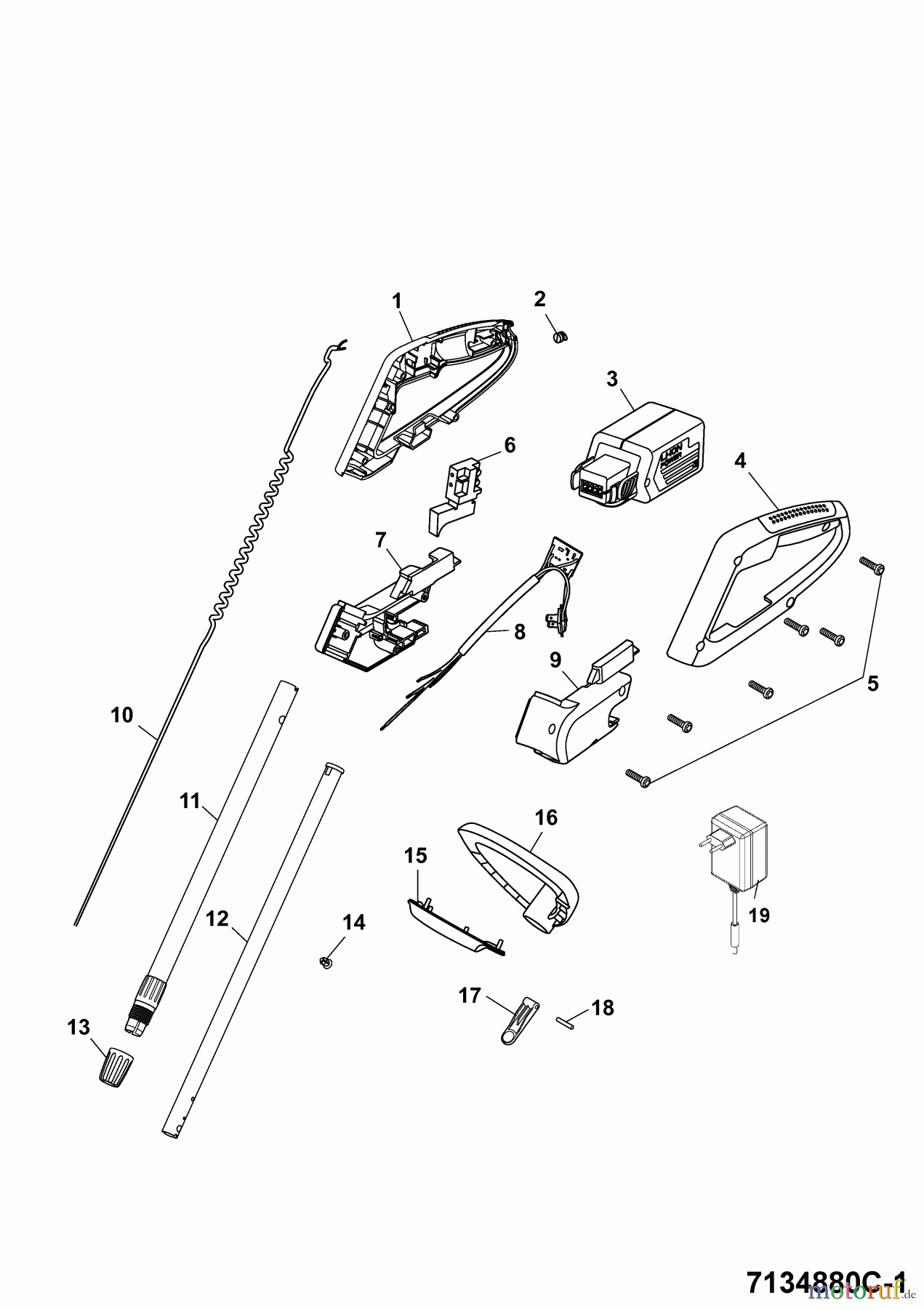  Wolf-Garten Battery trimmer Li-Ion Power GT 815 7134880 Series C  (2009) Handle