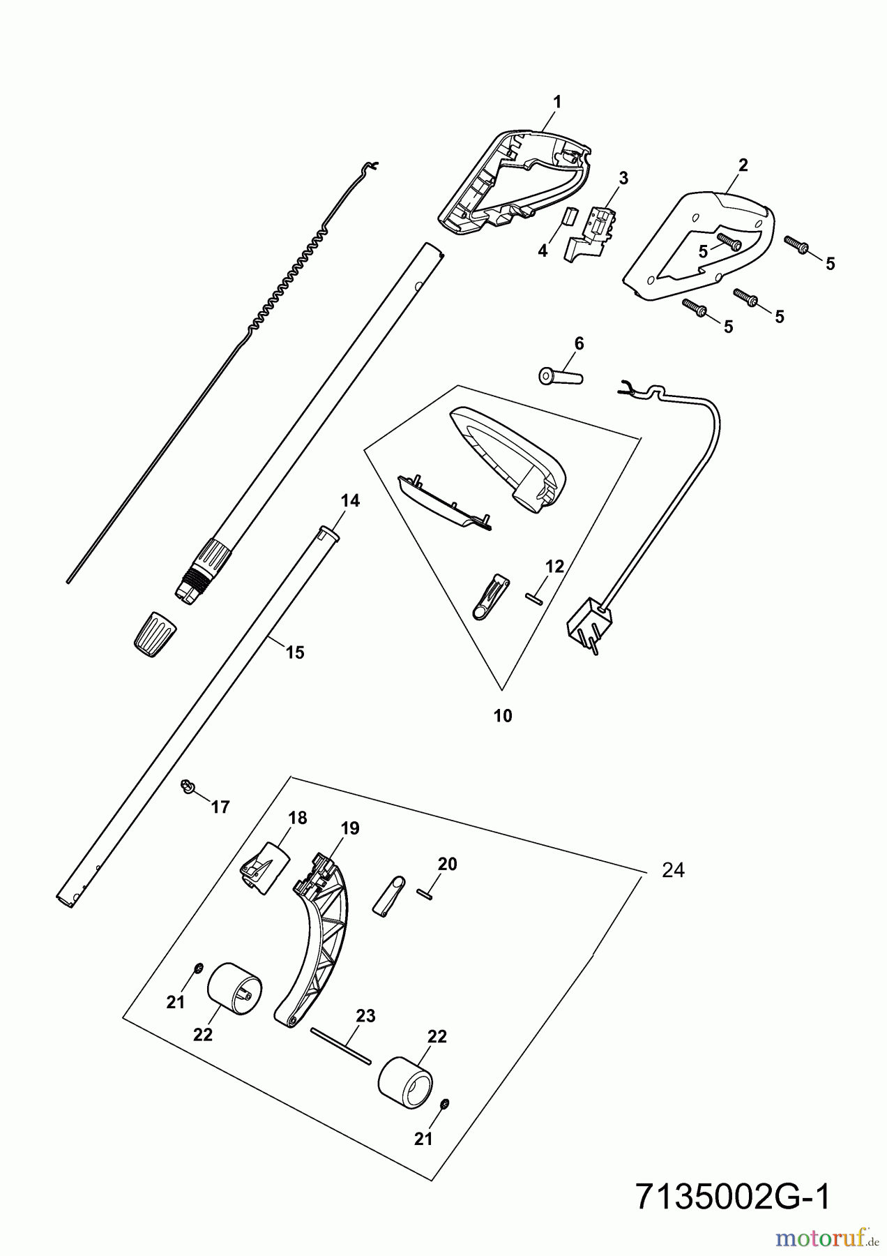  Wolf-Garten Electric trimmer GT 845 7135002 Series G  (2008) Handle, Switch