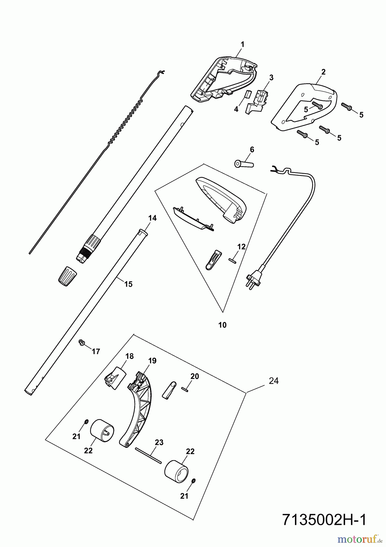  Wolf-Garten Electric trimmer GT 845 7135002 Series H  (2009) Handle, Switch