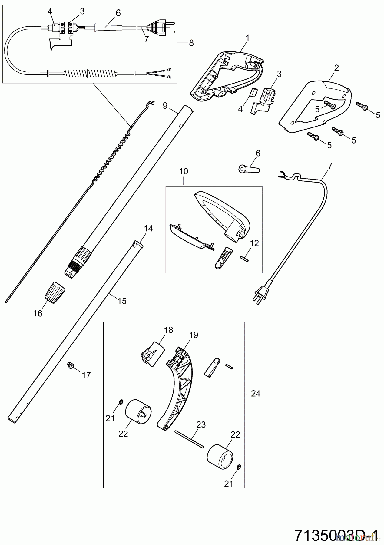  Wolf-Garten Electric trimmer GT 845 7135003 Series E  (2007) Handle, Switch