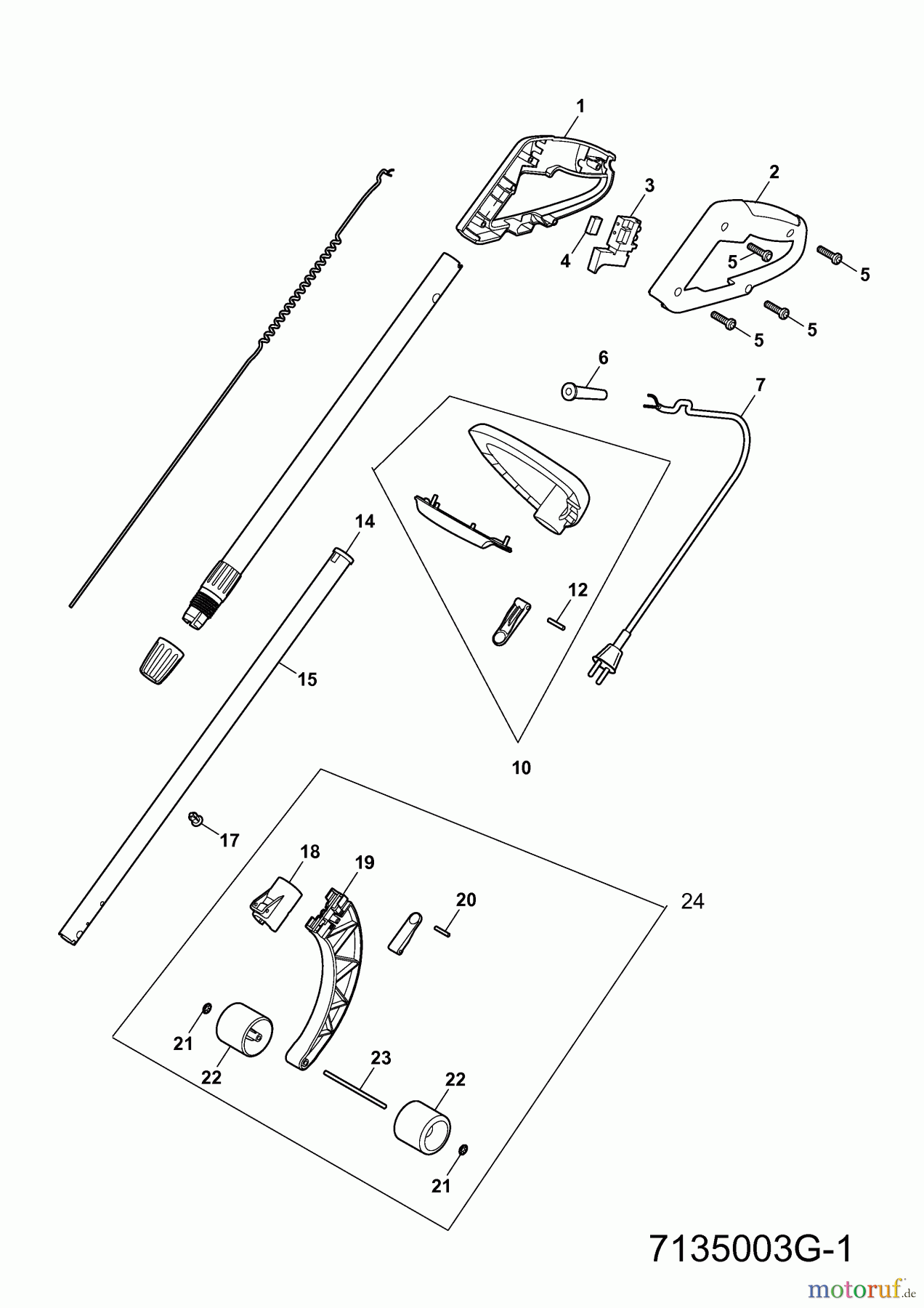  Wolf-Garten Electric trimmer GT 845 7135003 Series G  (2008) Handle, Switch