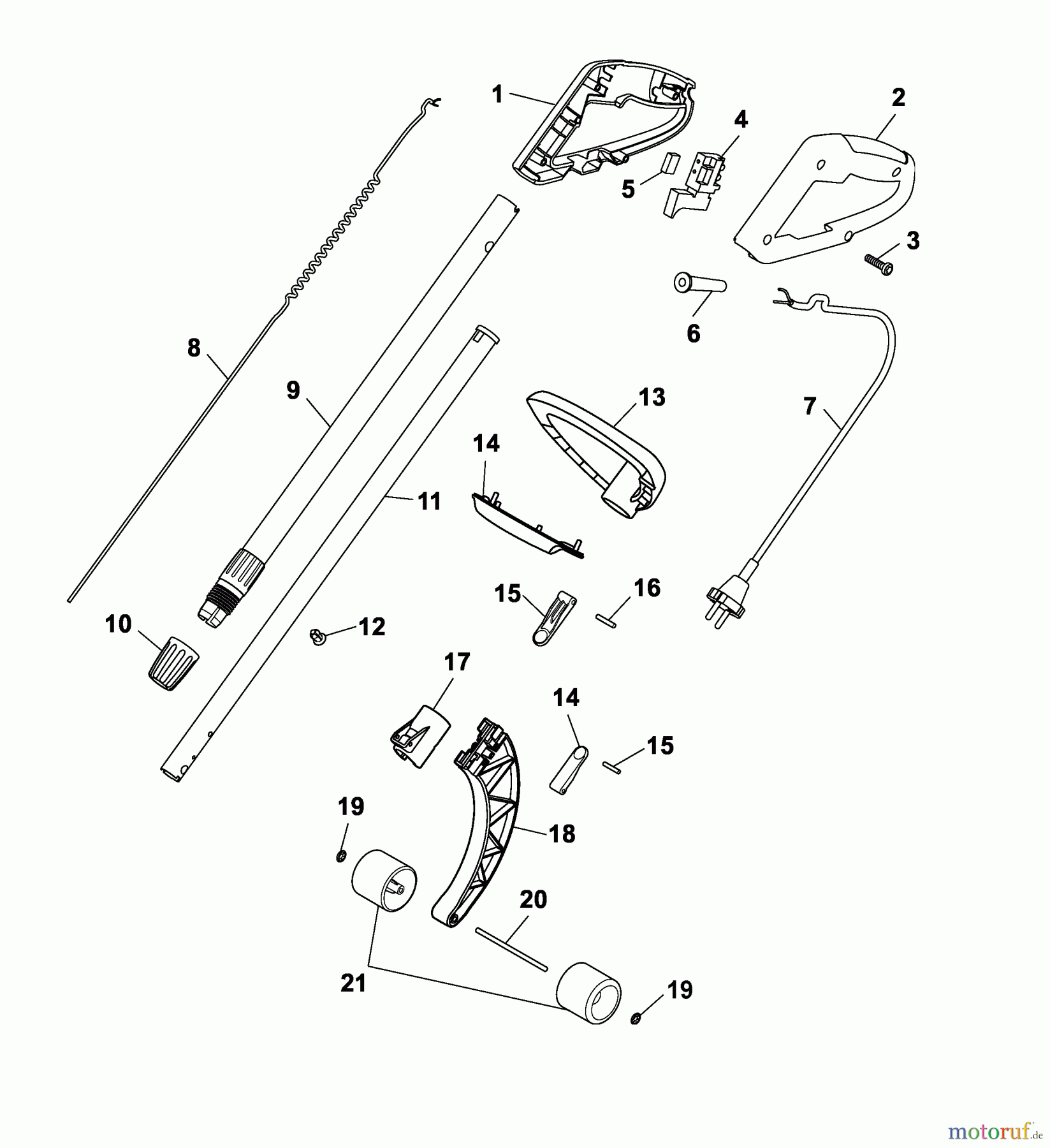  Wolf-Garten Electric trimmer GT 850 7136002 Series B  (2005) Handle, Switch, Shaft