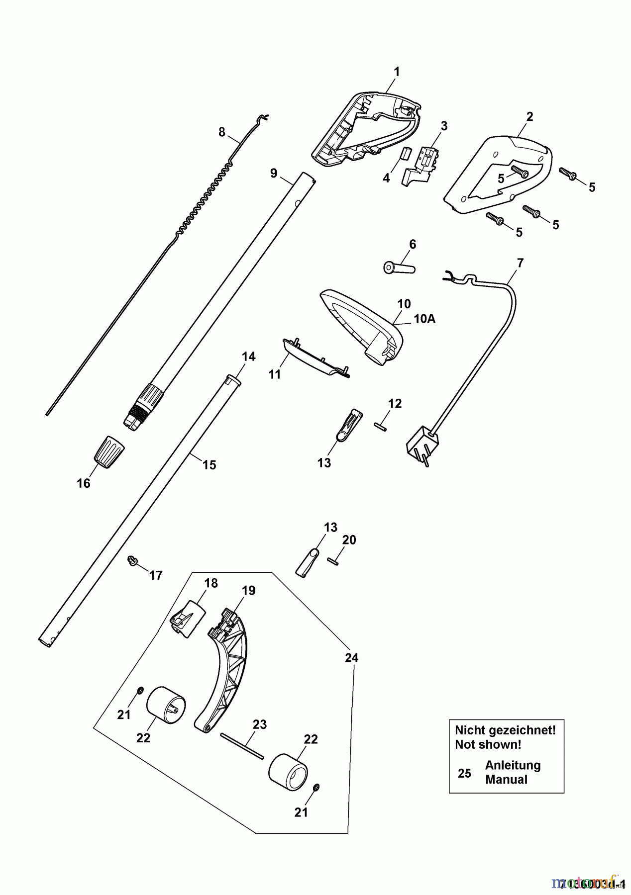  Wolf-Garten Electric trimmer GT 850 7136003 Series D  (2007) Handle