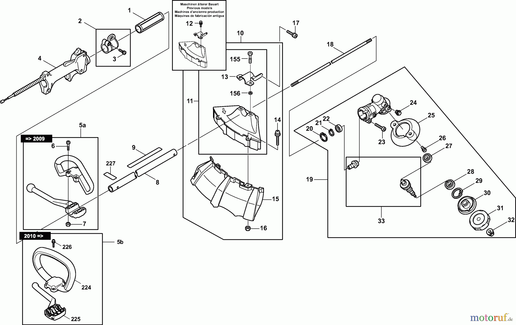  Dolmar Motorsensen & Trimmer Benzin 2-Takt MS-26 C 1  Hauptrohr, Griff, Schutzhaube, Getriebe