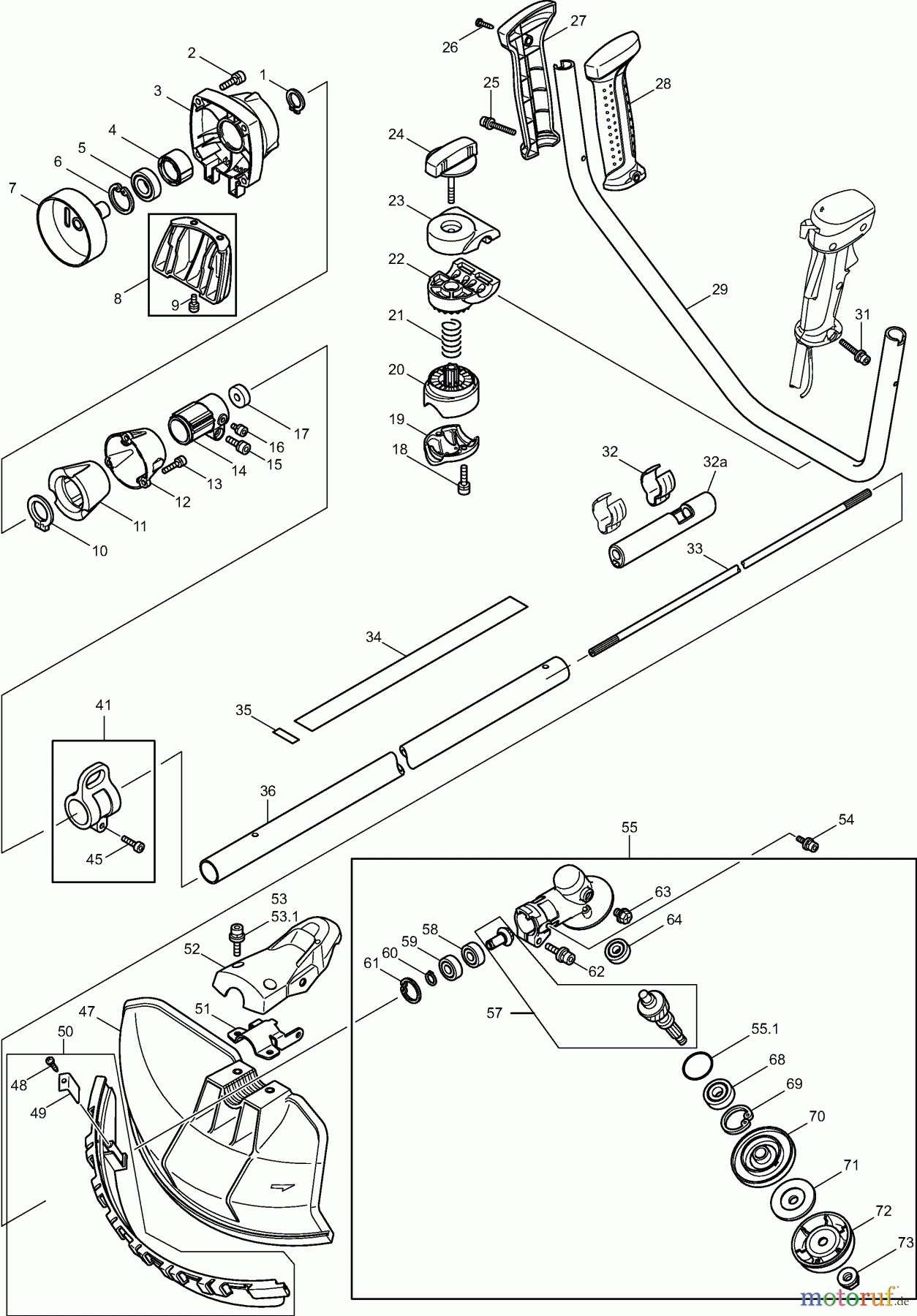  Dolmar Motorsensen & Trimmer Benzin 4-Takt MS3354U 1  Hauptrohr, Griff, Schutzhaube, Getriebegehäuse