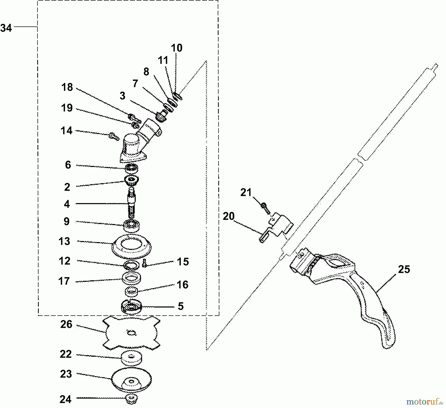  Dolmar Motorsensen & Trimmer Benzin 2-Takt MS-331 U (USA) 17-2  Getriebe, Schneidwerkzeug