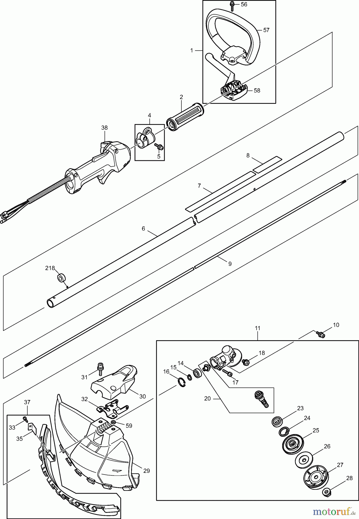  Dolmar Motorsensen & Trimmer Benzin 4-Takt MS-246.4 CE 1  Hauptrohr, Griff, Schutzhaube, Getriebe