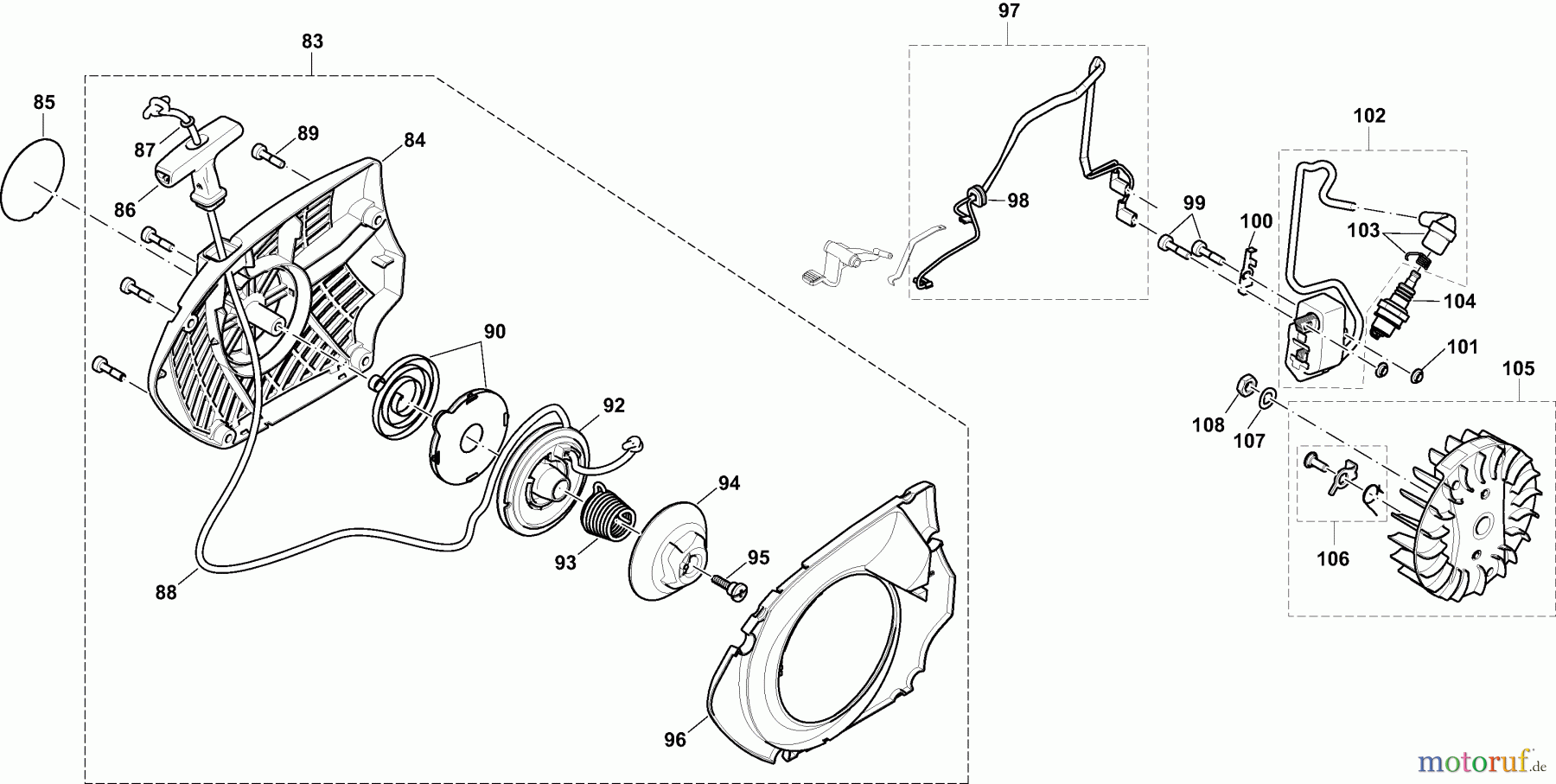  Dolmar Trennschleifer Benzin PC6114 5  Anwerfvorrichtung, Magnetzünder