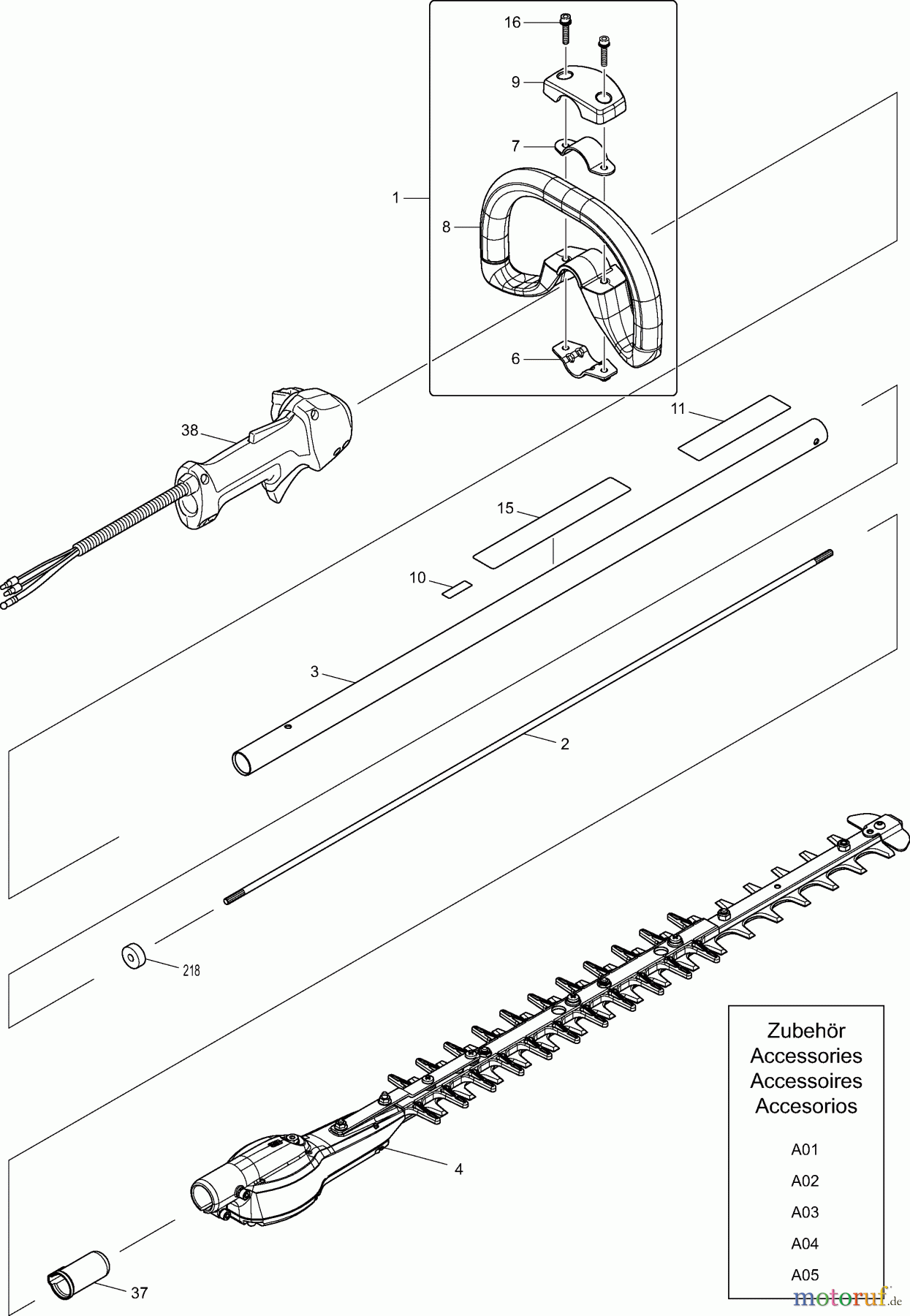  Dolmar Heckenscheren Benzin MH2464DS 1  Schaftrohr, Handgriff, Scherblatt kpl., Zubehör