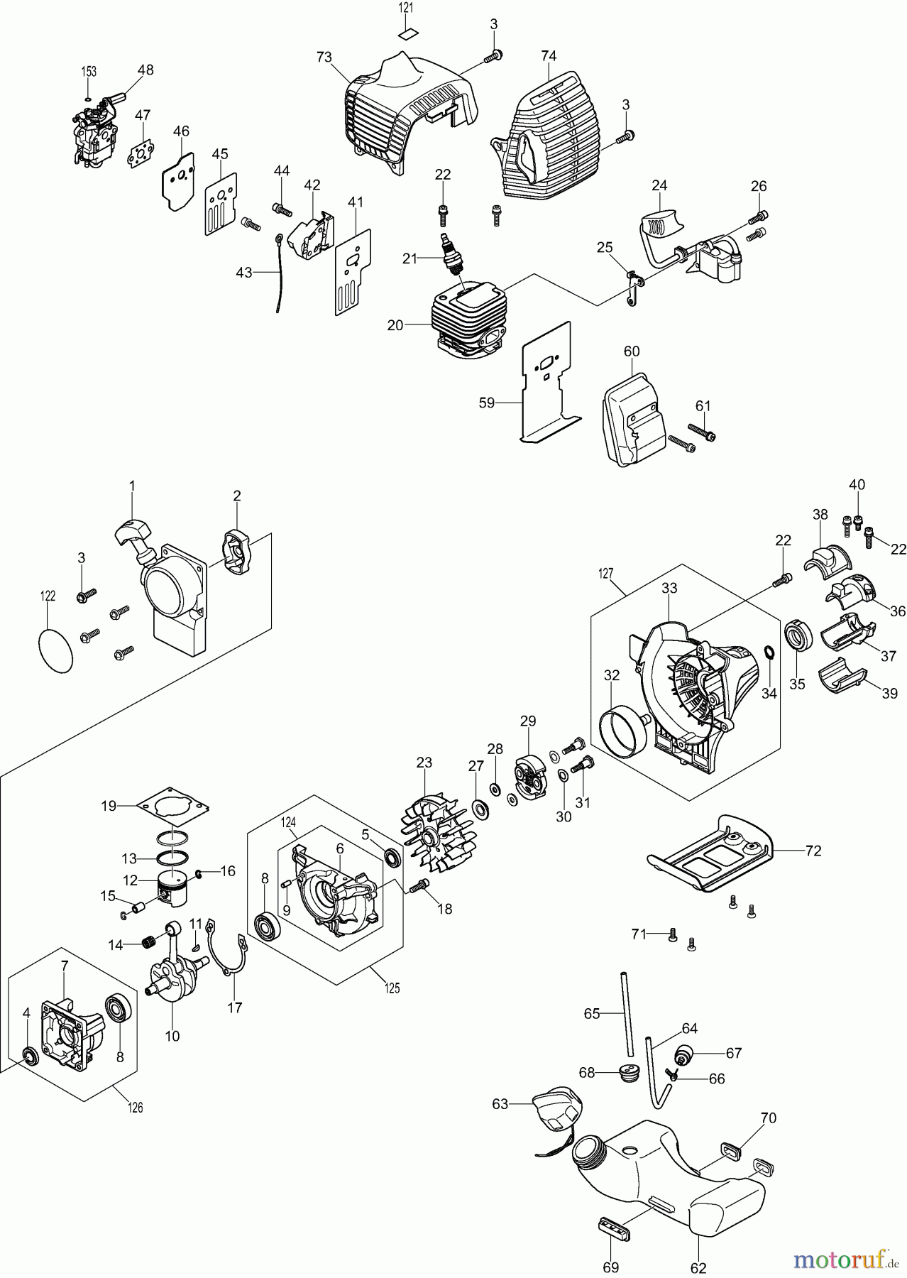  Dolmar Motorsensen & Trimmer Benzin 2-Takt MS27U 1  Kurbelgehäuse, Zylinder, Schalldämpfer, Zündung