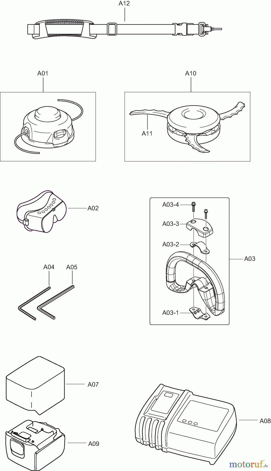  Dolmar Motorsensen & Trimmer Akku AT3735C 3  Zubehör