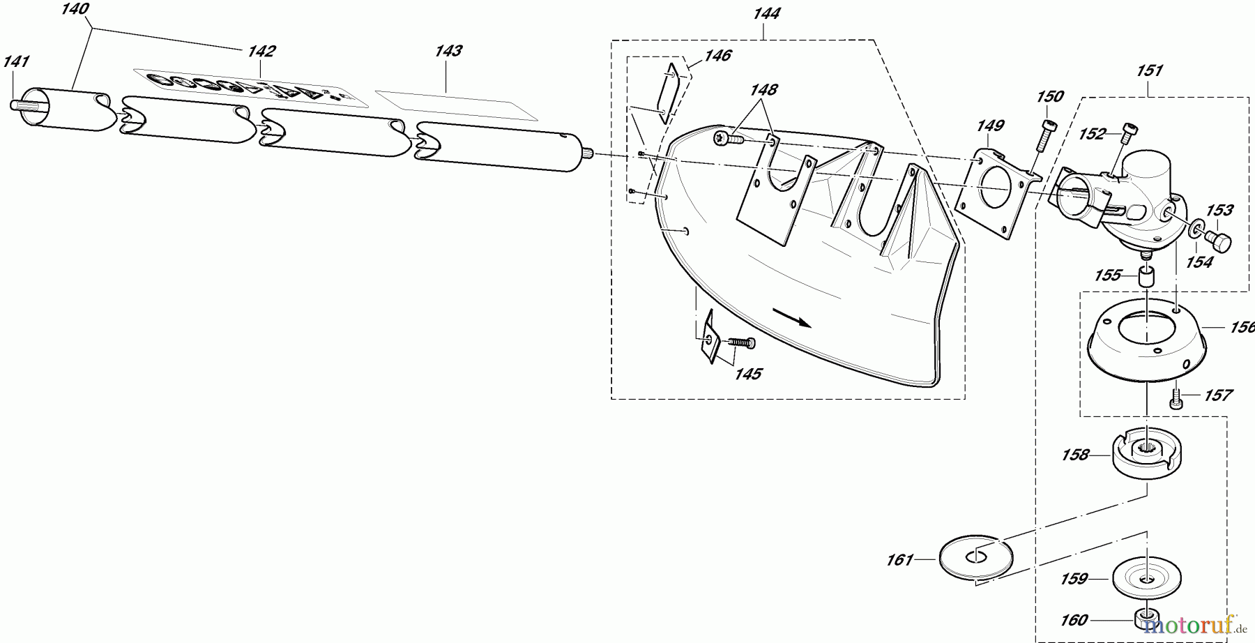  Dolmar Motorsensen & Trimmer Benzin 2-Takt MS341U 6  Hauptrohr, Getriebe, Schutzhaube