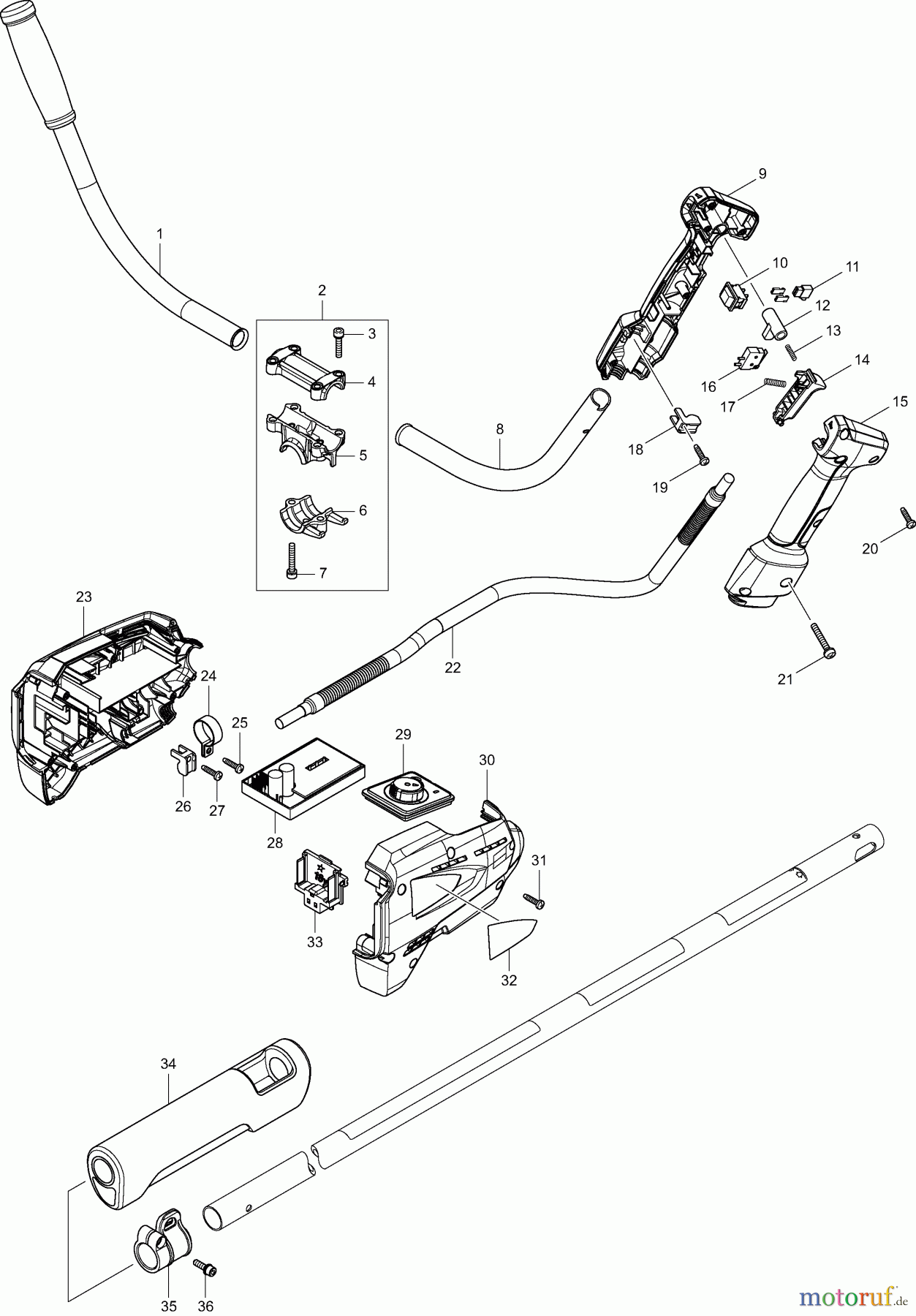  Dolmar Motorsensen & Trimmer Akku AT1831U 1  Schaftrohr, Handgriff