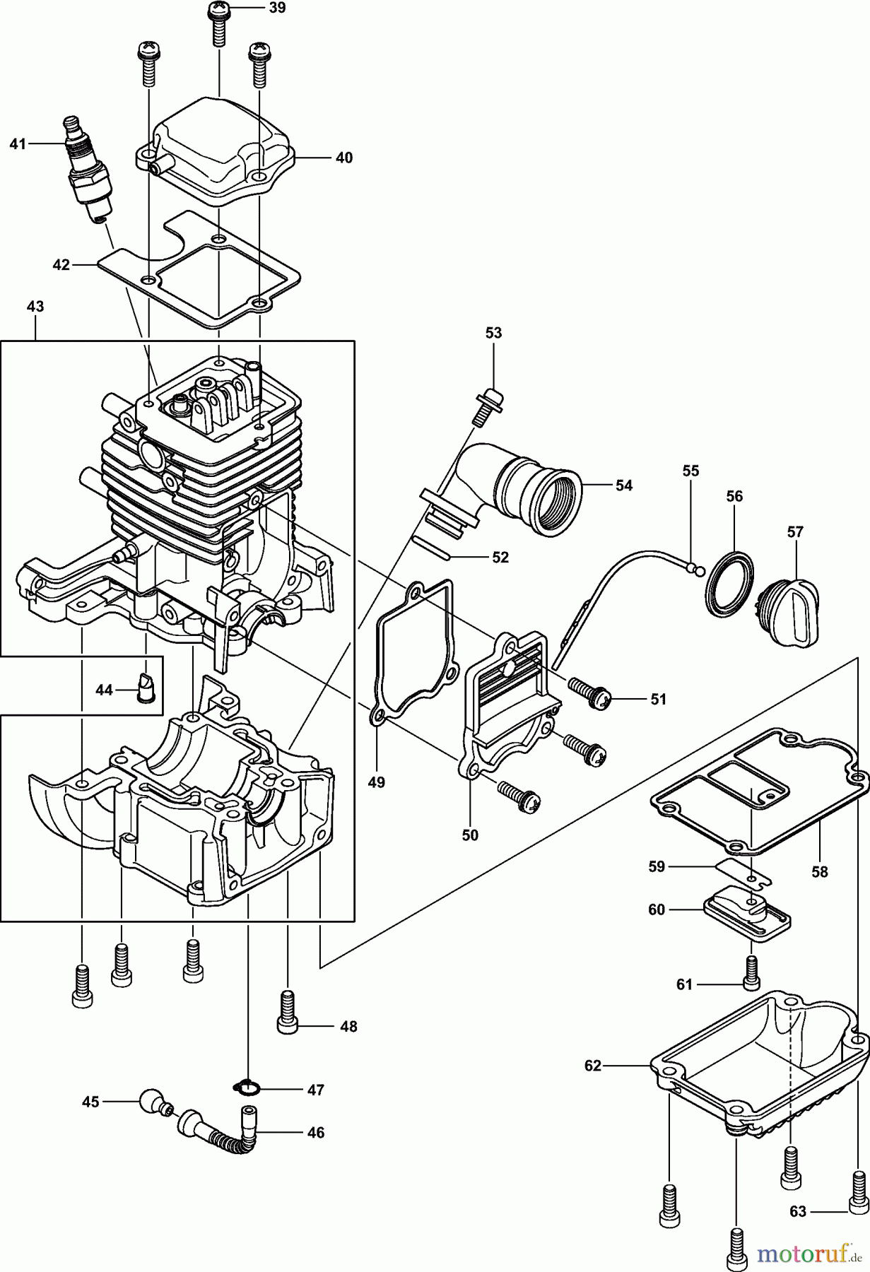  Dolmar Blasgeräte Benzin PB-250.4 V 2  Kurbelgehäuse, Zylinder, Ölwanne