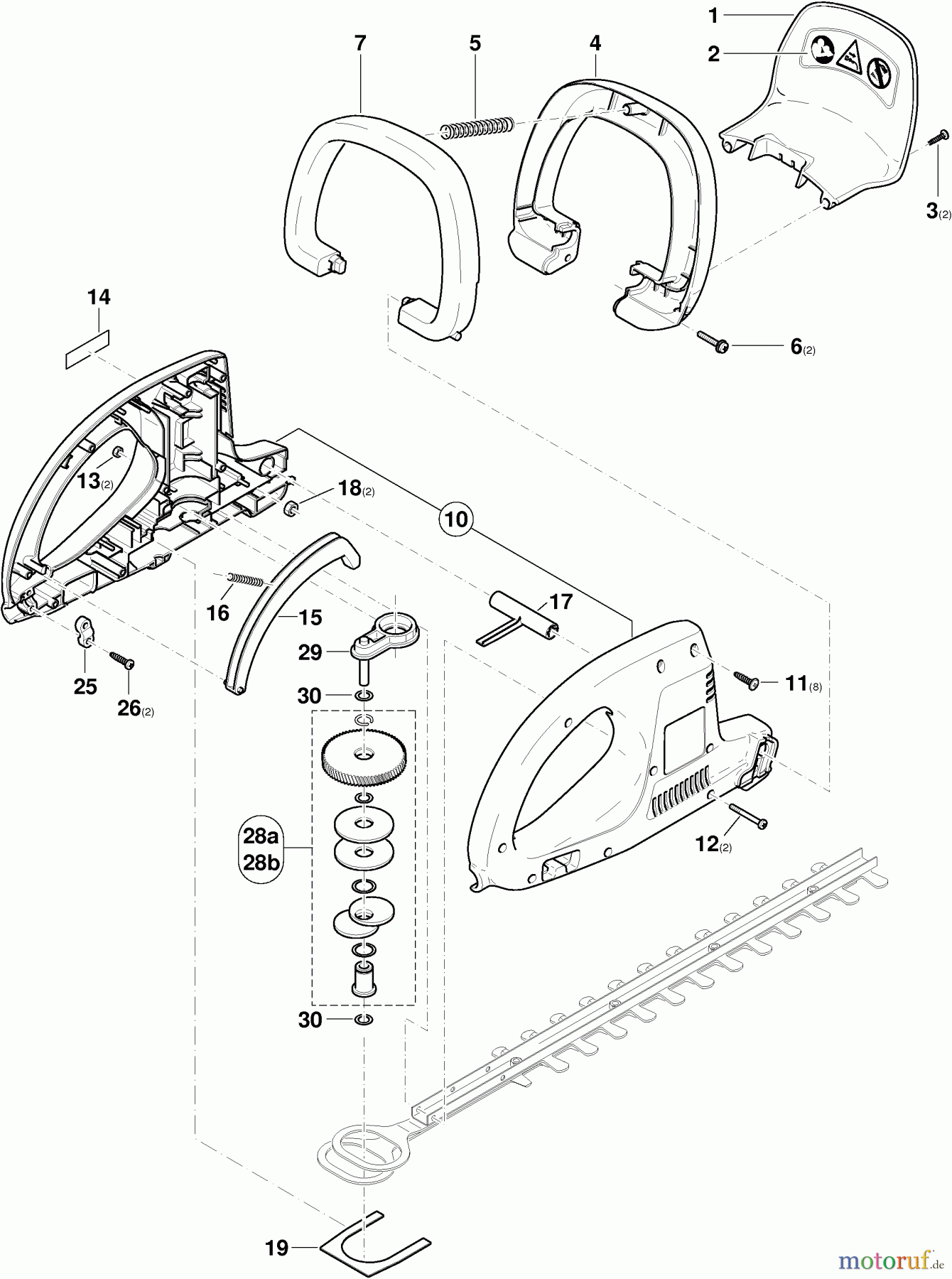  Dolmar Heckenscheren Elektro HT-63 3  Gehäuse, Bügelgriff, Getriebe