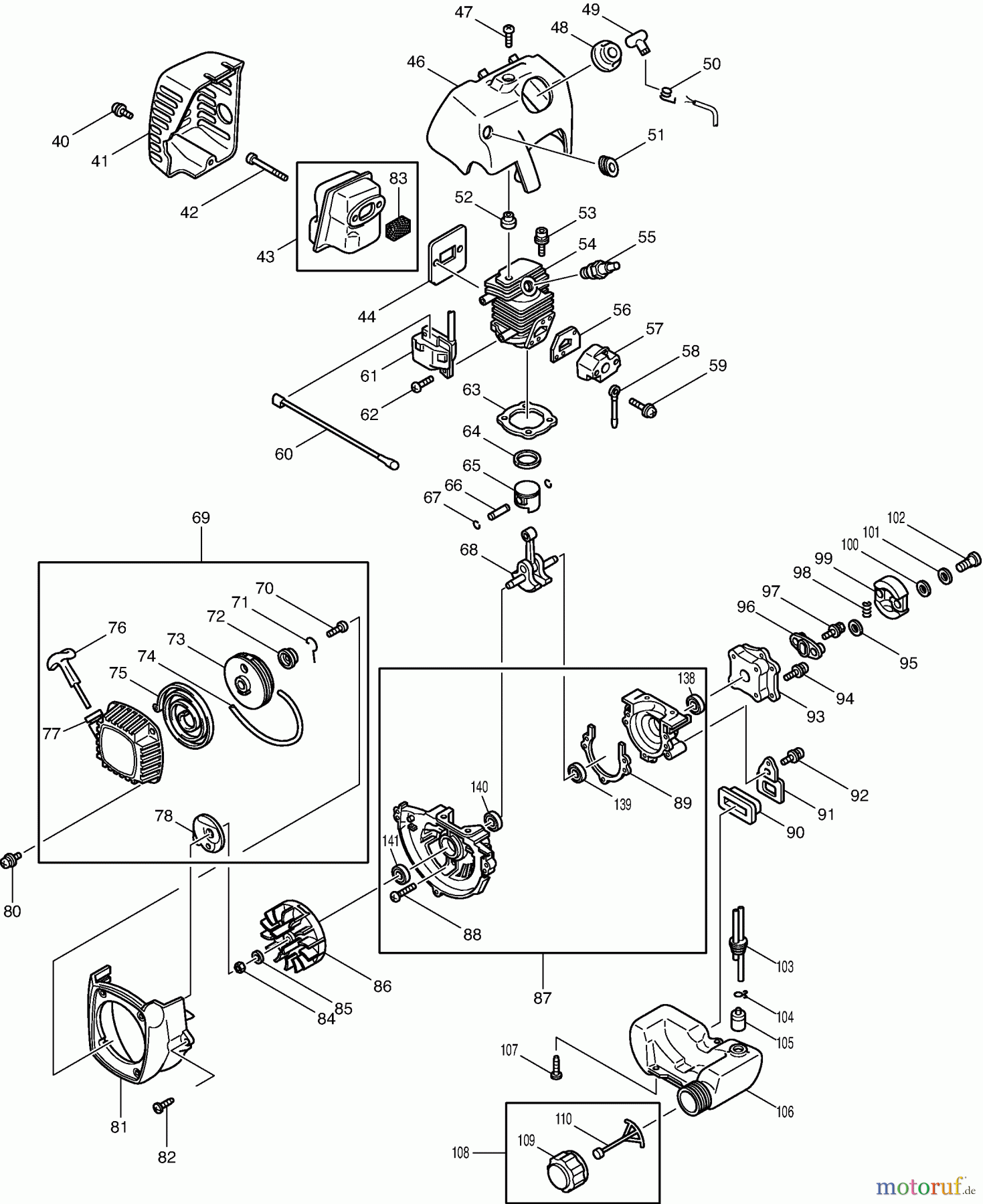  Dolmar Heckenscheren Benzin HT-2162 E (USA) 5  HT-2162 E (USA) Motor, Anwerfvorrichtung, Kraftstofftank