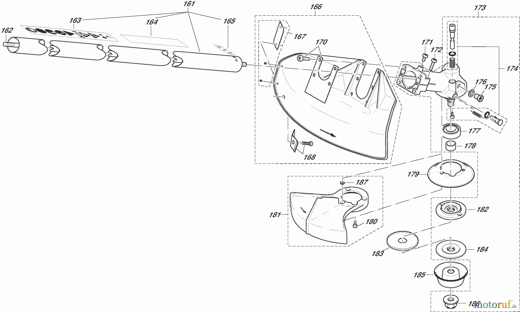  Dolmar Motorsensen & Trimmer Benzin 2-Takt MS-4510 6  Hauptrohr, Winkelgetriebe, Schutzhaube