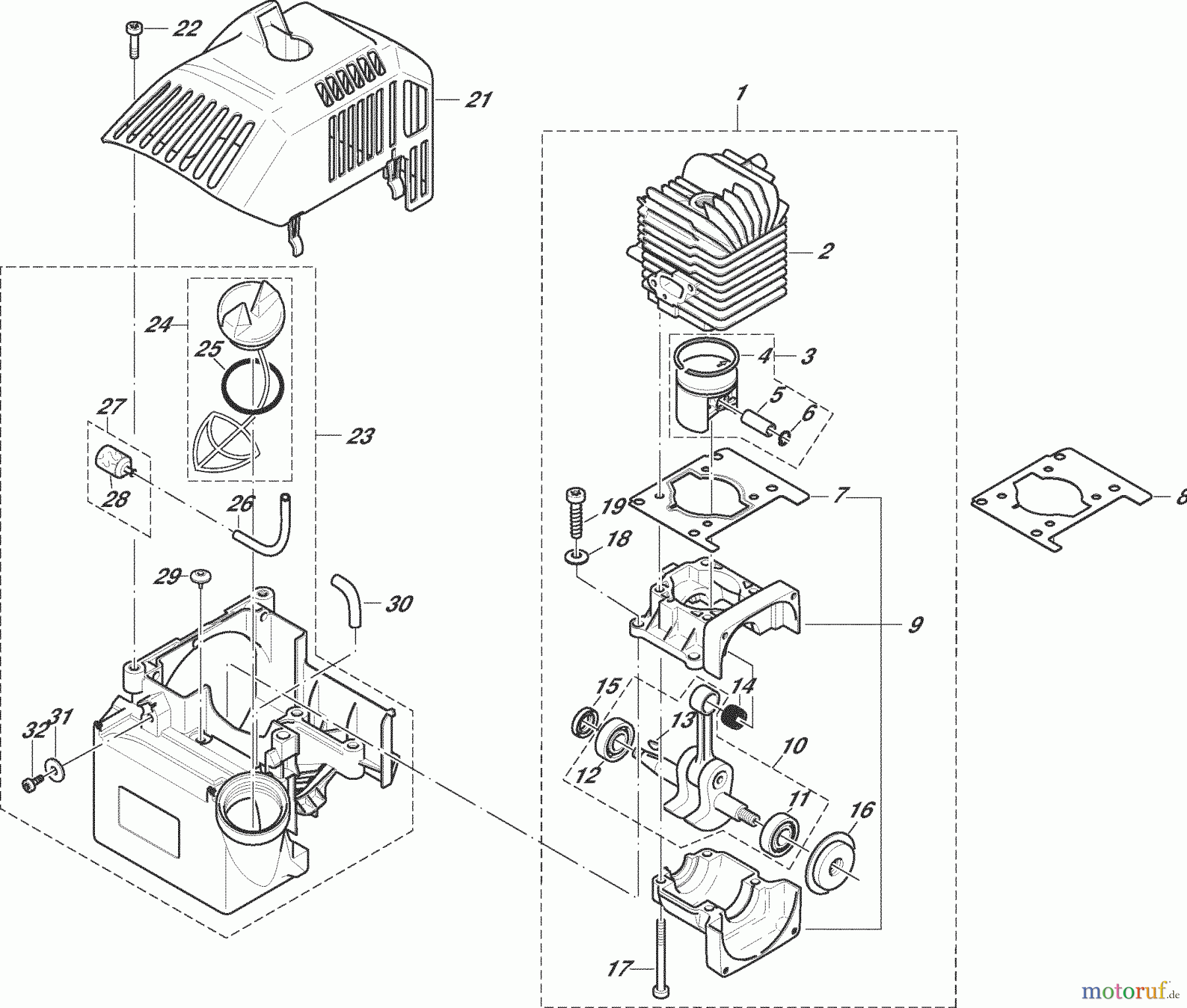  Dolmar Motorsensen & Trimmer Benzin 2-Takt MS-400 1  Zylinder, Kurbeltrieb, Gehäuse