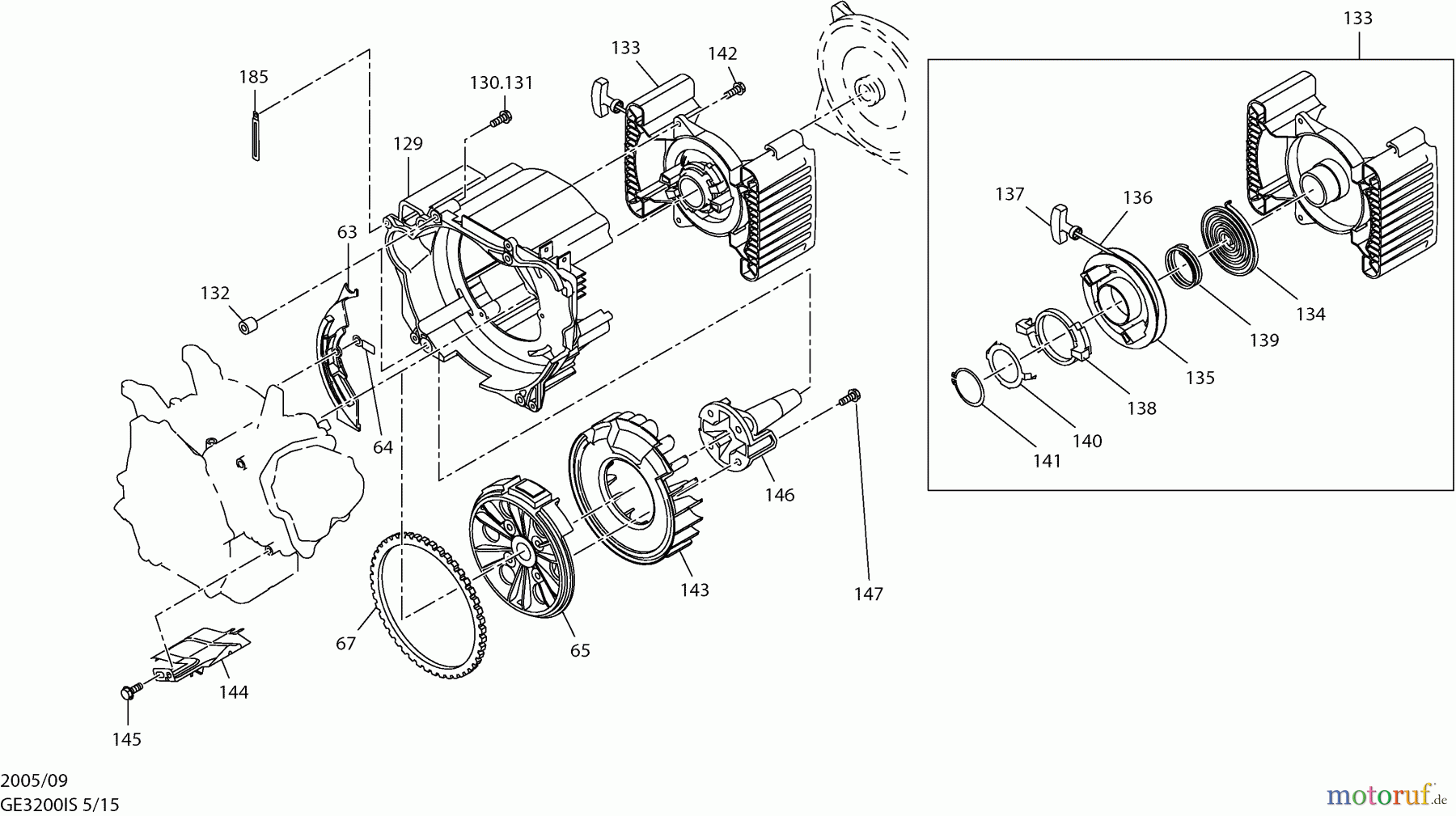  Dolmar Stromerzeuger GE-3200 IS 5  Anwerfvorrichtung, Ventilatorgehäuse