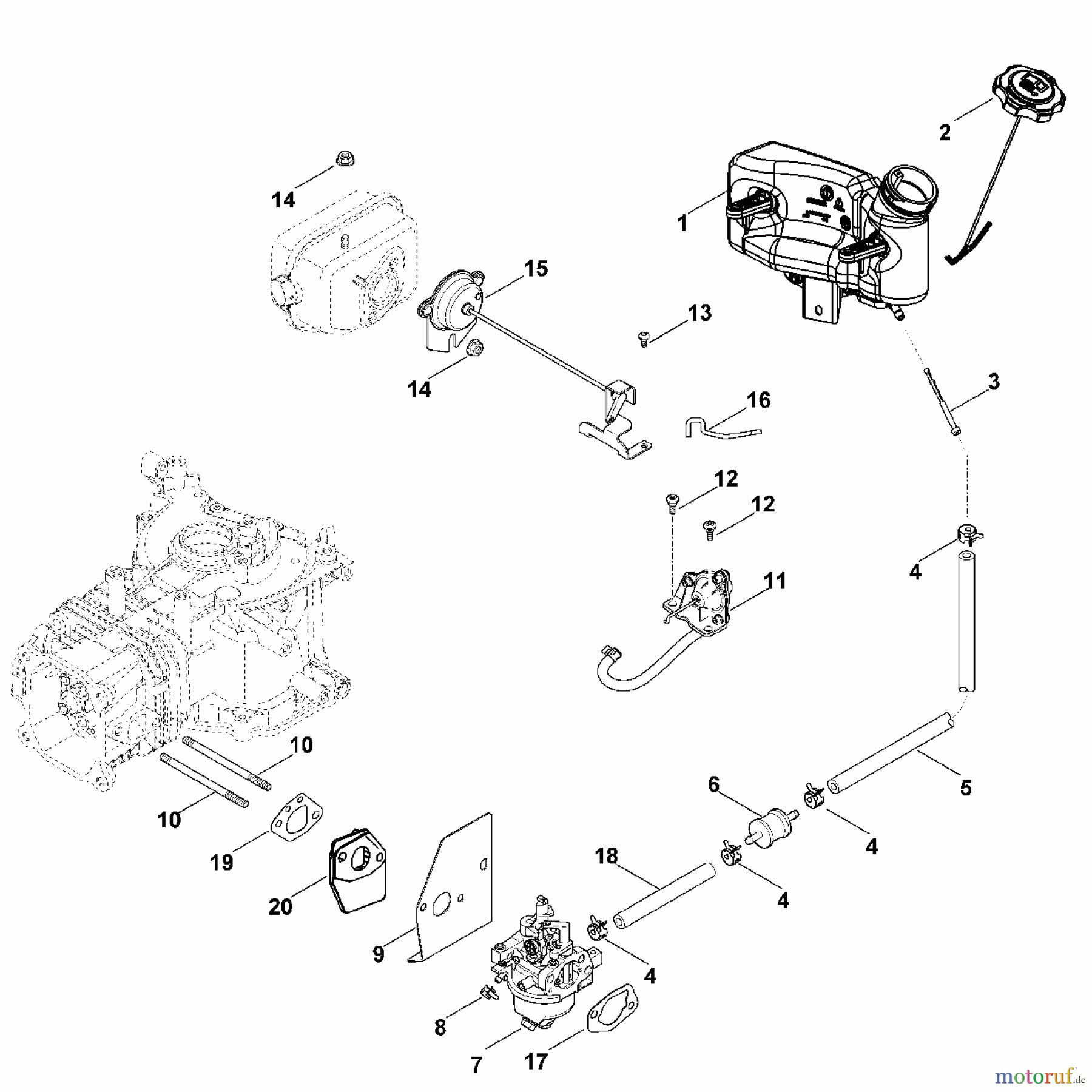  Viking Motoren KOHLER XT - 800  (XT800 - 0032) G - Vergaser, Kraftstoffleitung