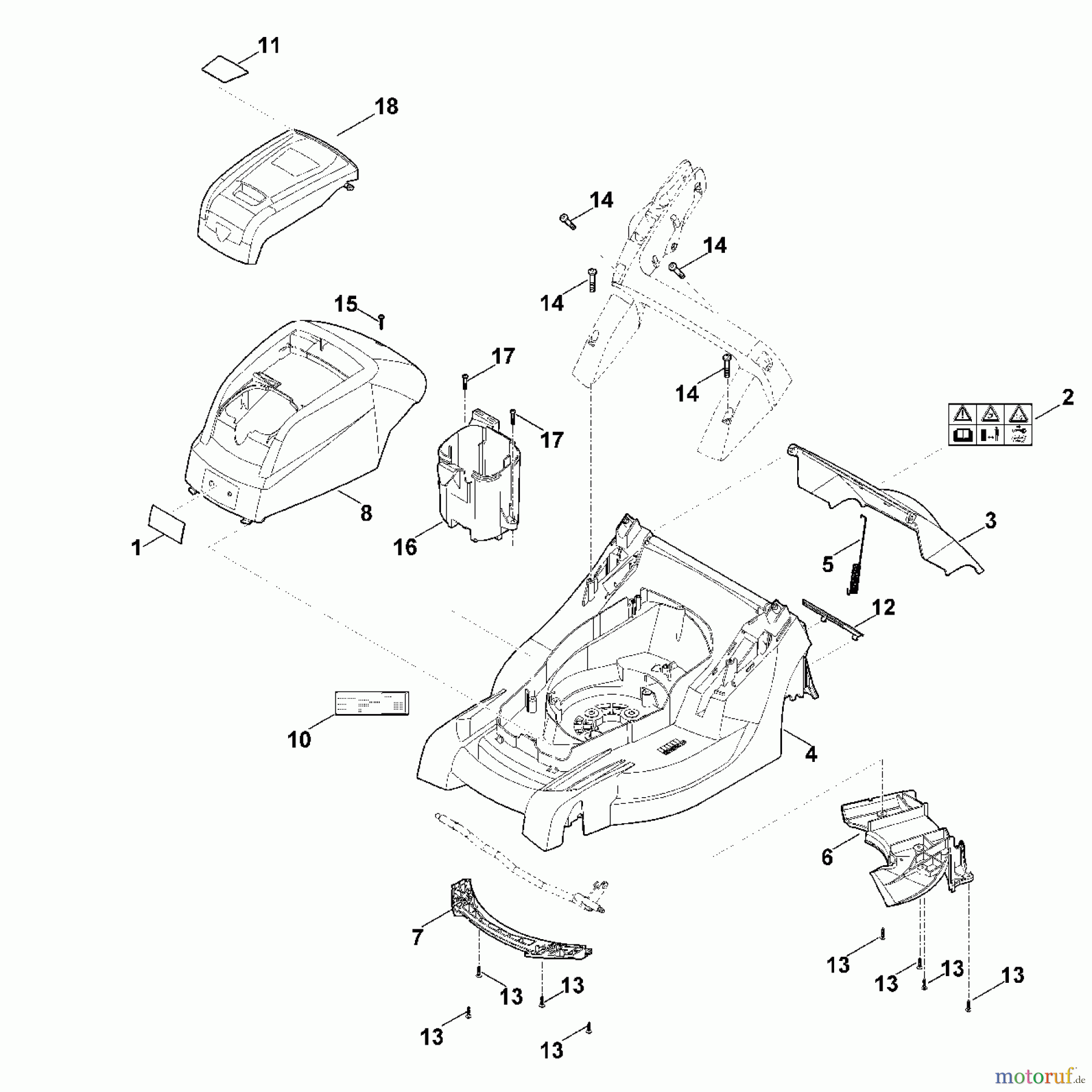  Viking Rasenmäher Akkurasenmäher MA 443.1 C B - Gehäuse