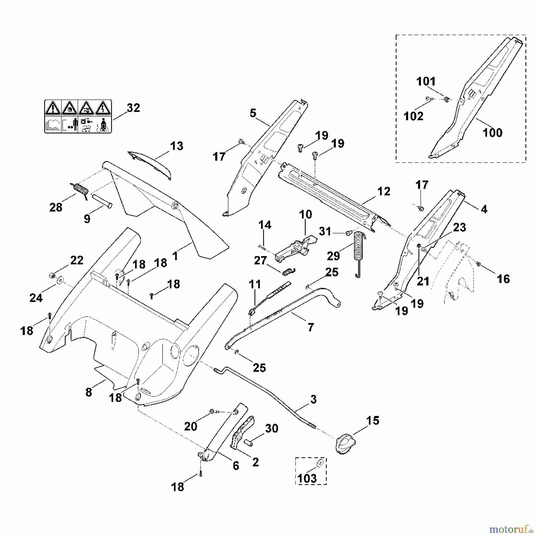  Viking Rasenmäher Elektrorasenmäher ME 545.0 V C - Rahmen, Höhenverstellung