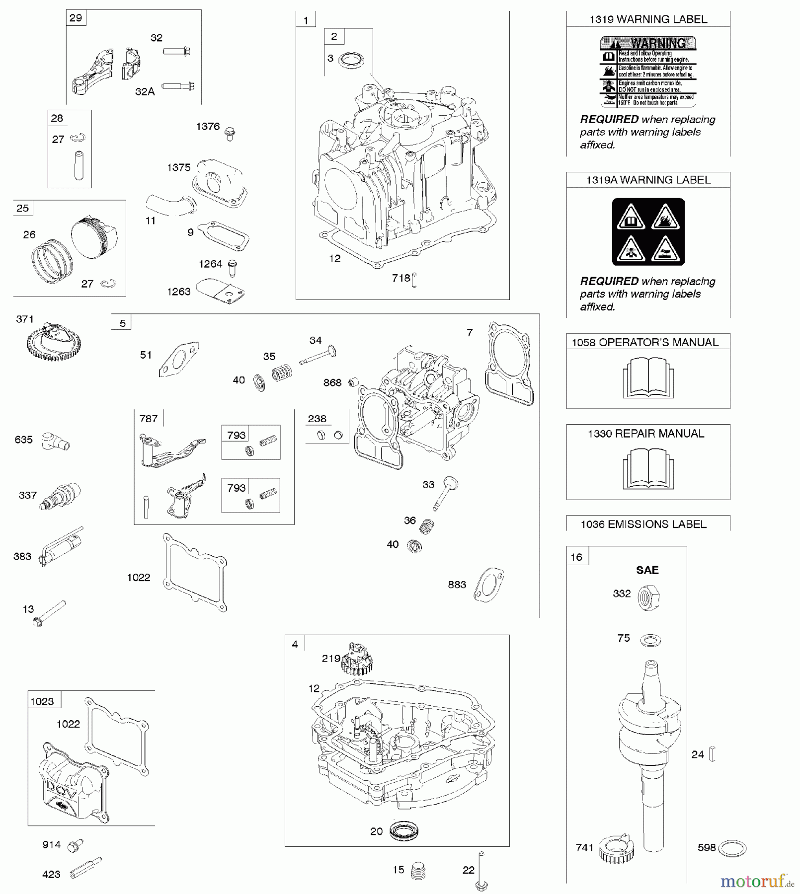  Viking Motoren B & S 10. . . 100602-0161-B8 D - Nockenwellenrad, Kurbelgehäuseabdeckung/-s