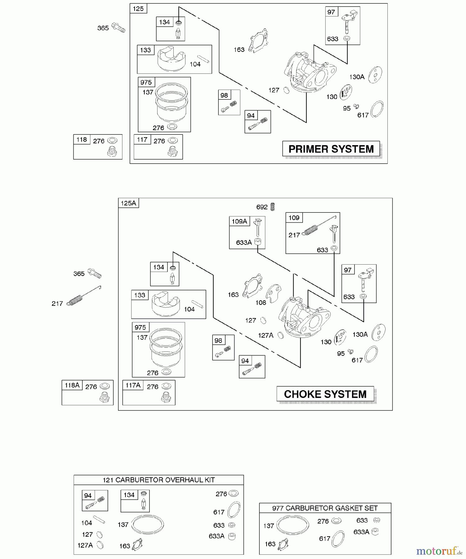  Viking Motoren B & S 12. . . 127802-1766-B1 E - Vergaser