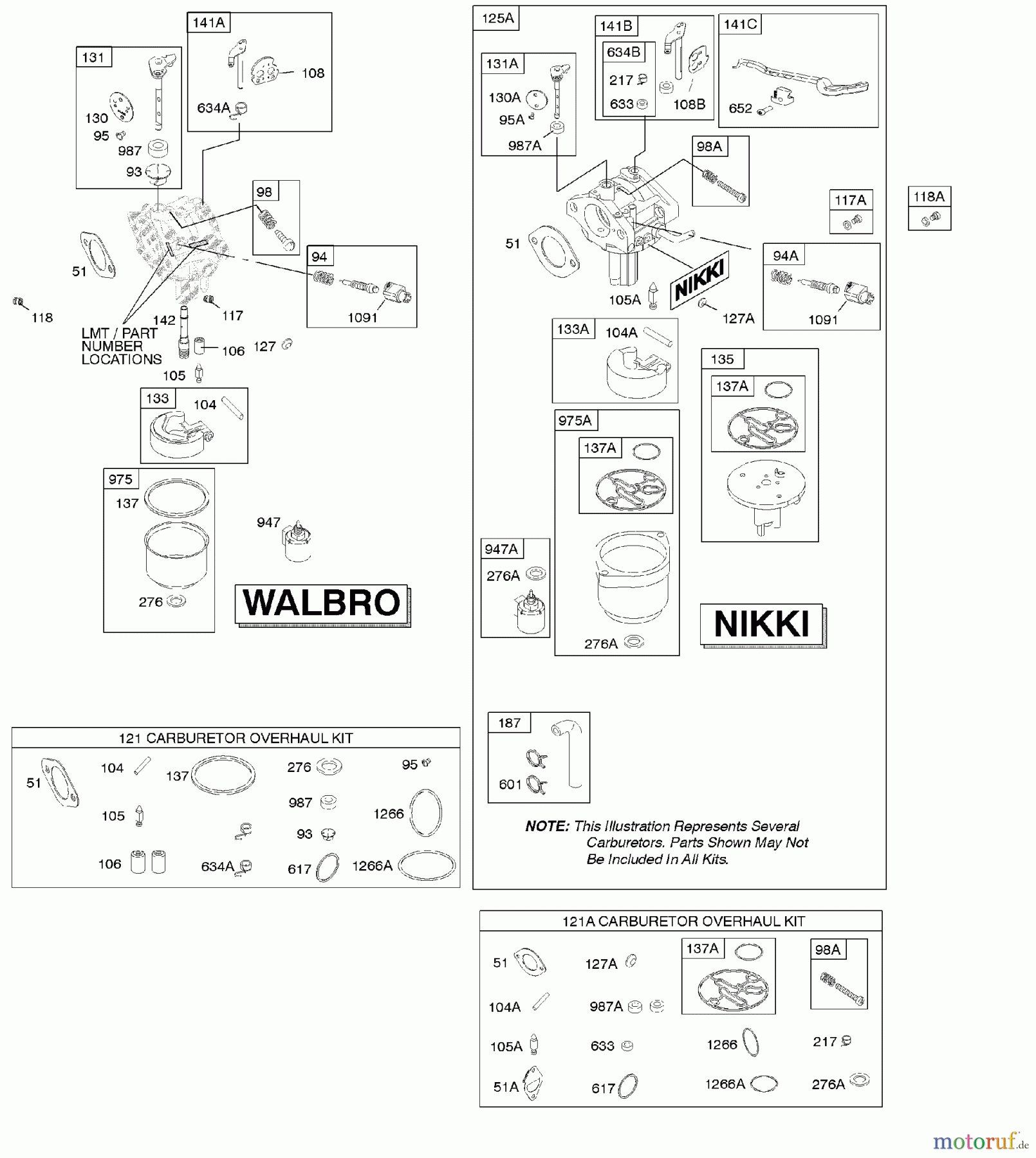  Viking Motoren B & S 31. . . 31A607-0156-B1 D - Vergaser, Satz - Vergaserüberholung