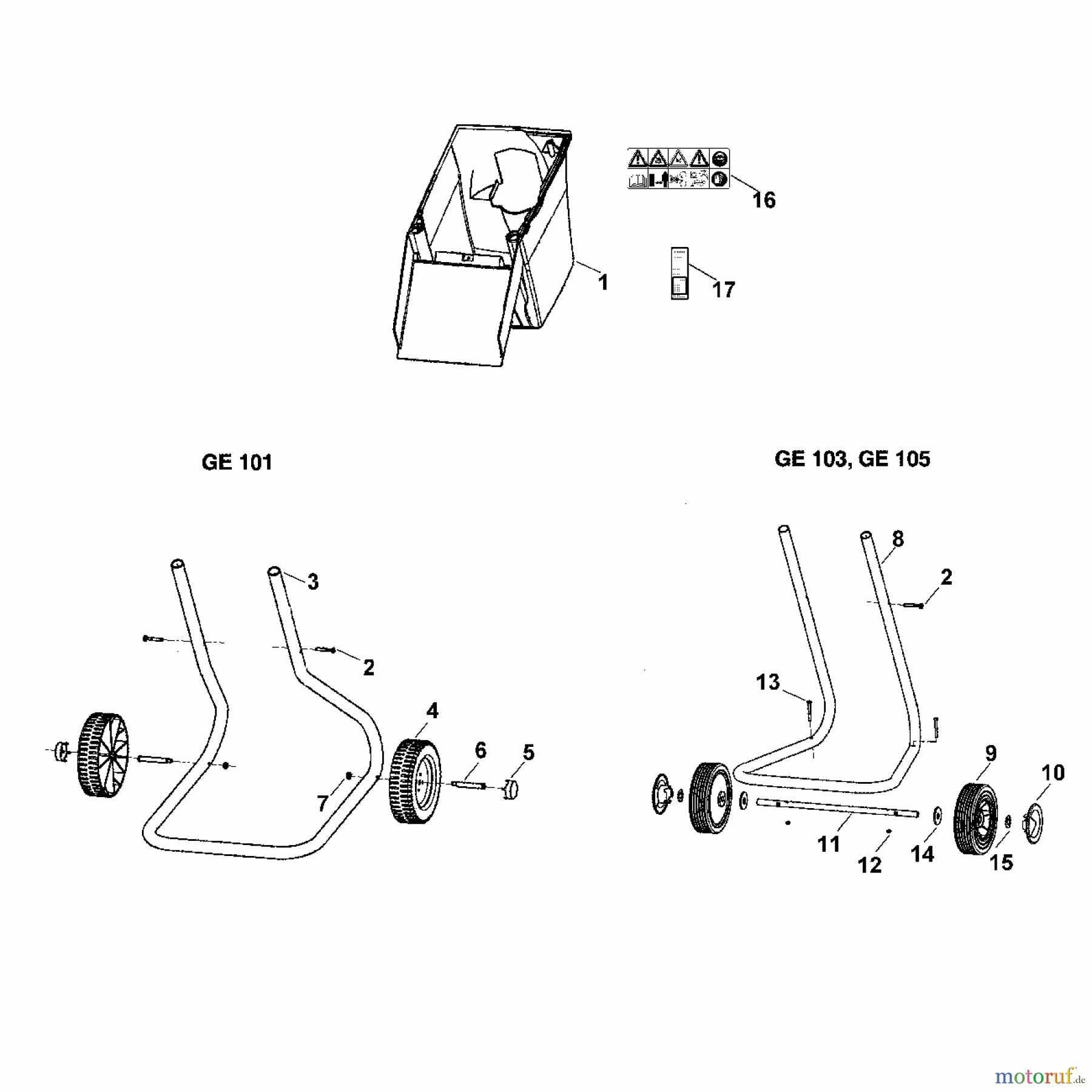  Viking Häcksler Elektro GE 101, GE 103, GE 105 B - Radfuß