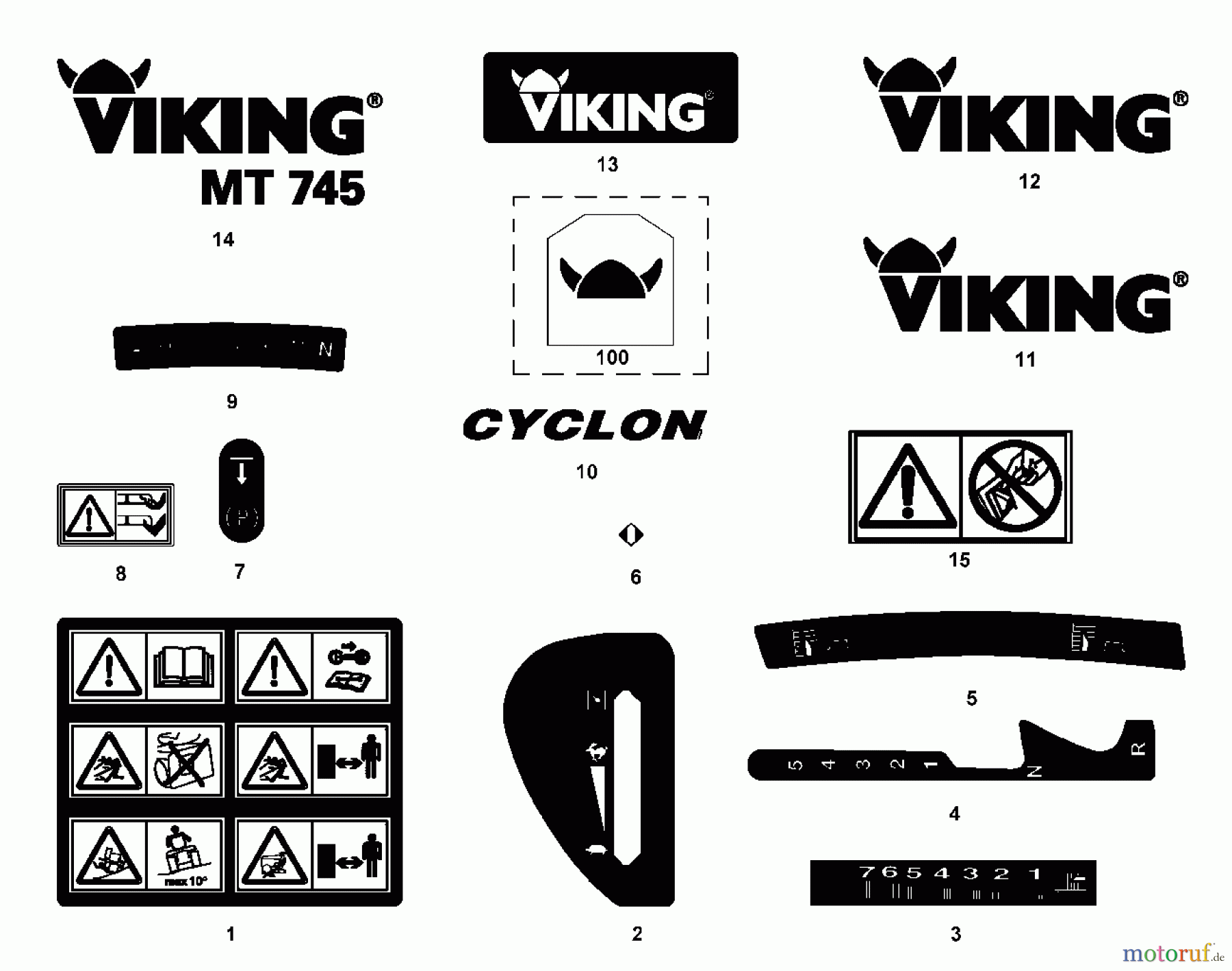  Viking Aufsitzmäher Aufsitzmäher MT 745 M - Aufkleber