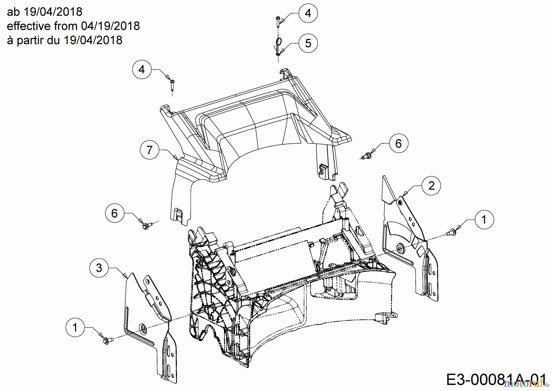  MTD Petrol mower self propelled Optima 53 SPHHW 12C-PHDQ600  (2018) Rear baffle, Handle bracket from 04/19/2018