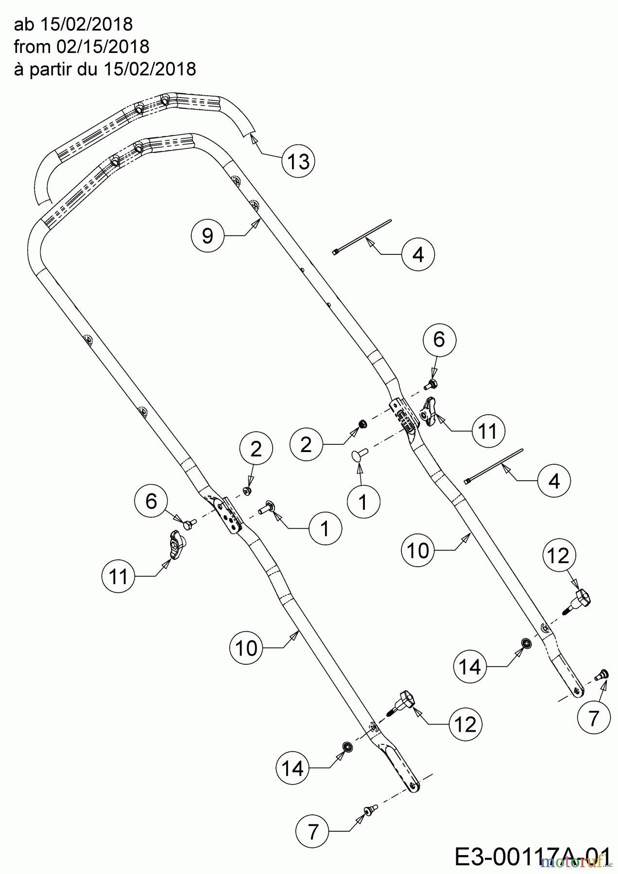  Mr.Gardener Petrol mower self propelled HW 46 BA-IS 12A-TNB9629  (2020) Handle from 02/15/2018