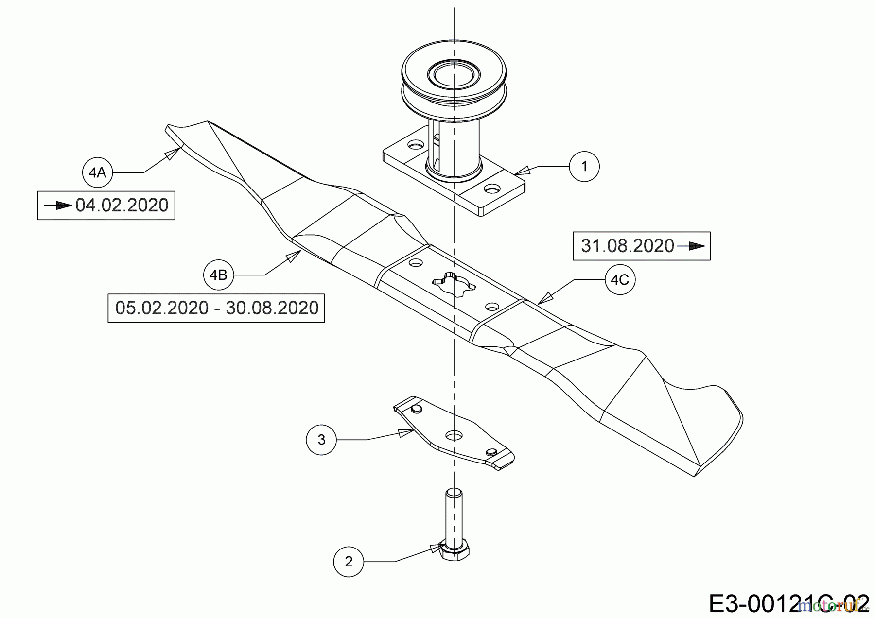  Black-Line Petrol mower self propelled BL 4553 S 12C-PF5E683 (2020) Blade, Blade adapter